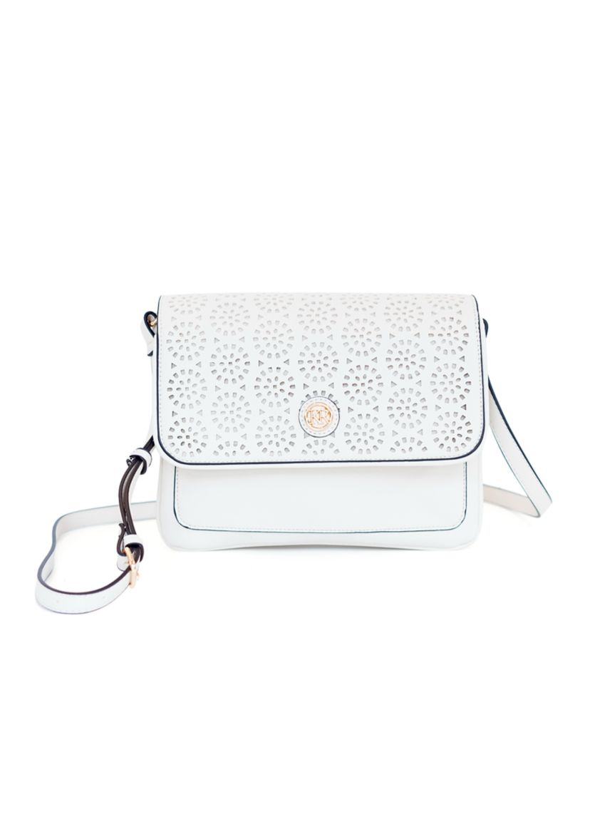 Saffiano Perforated Flap Crossbody
