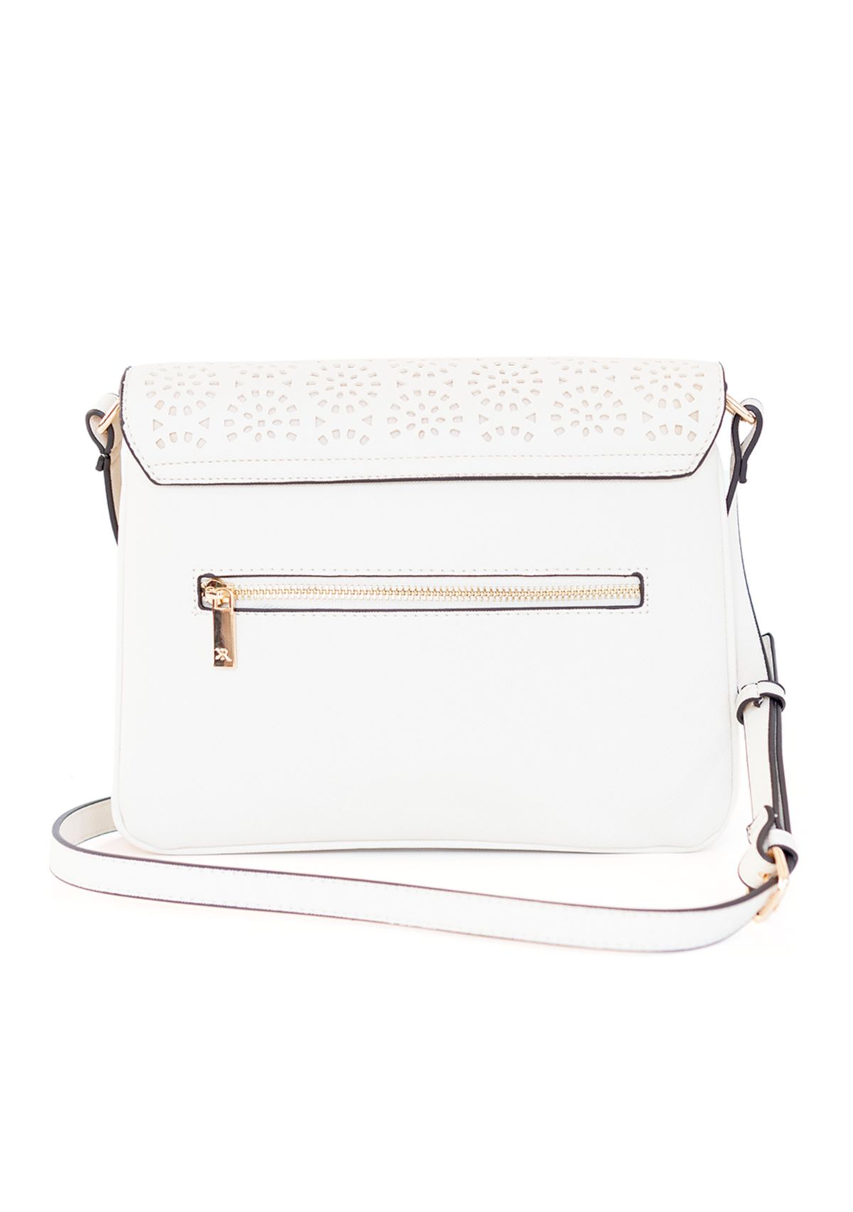 Saffiano Perforated Flap Crossbody