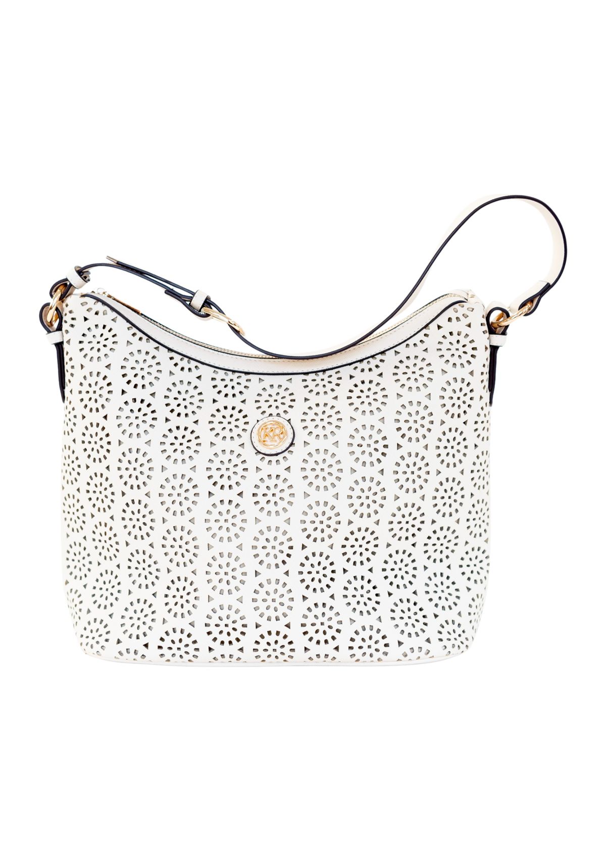Saffiano Perforated Hobo Bag