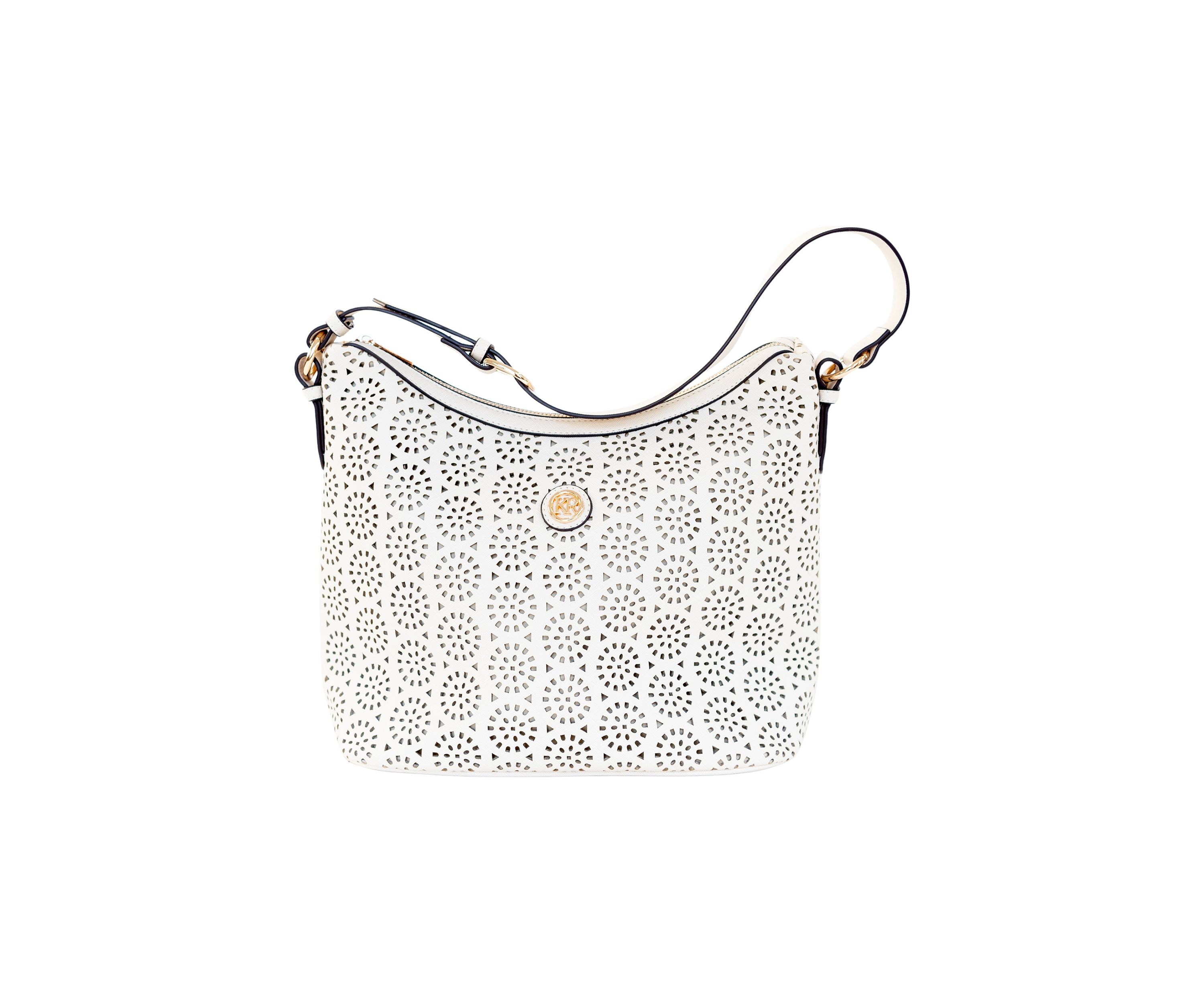 Saffiano Perforated Hobo Bag