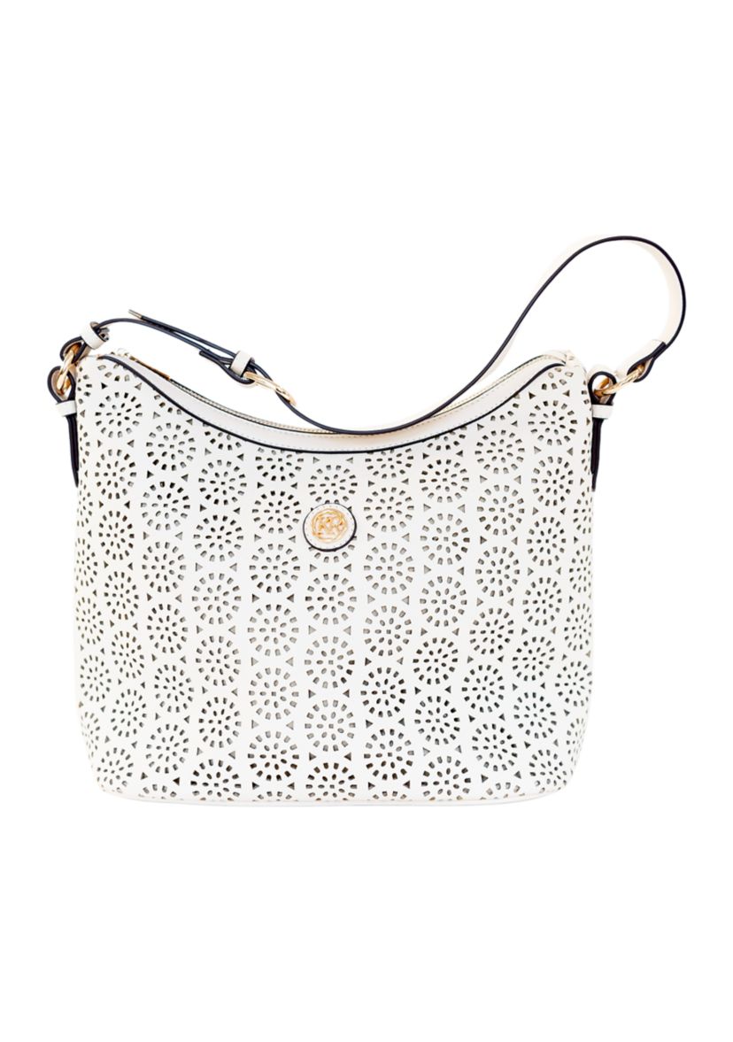 Saffiano Perforated Hobo Bag
