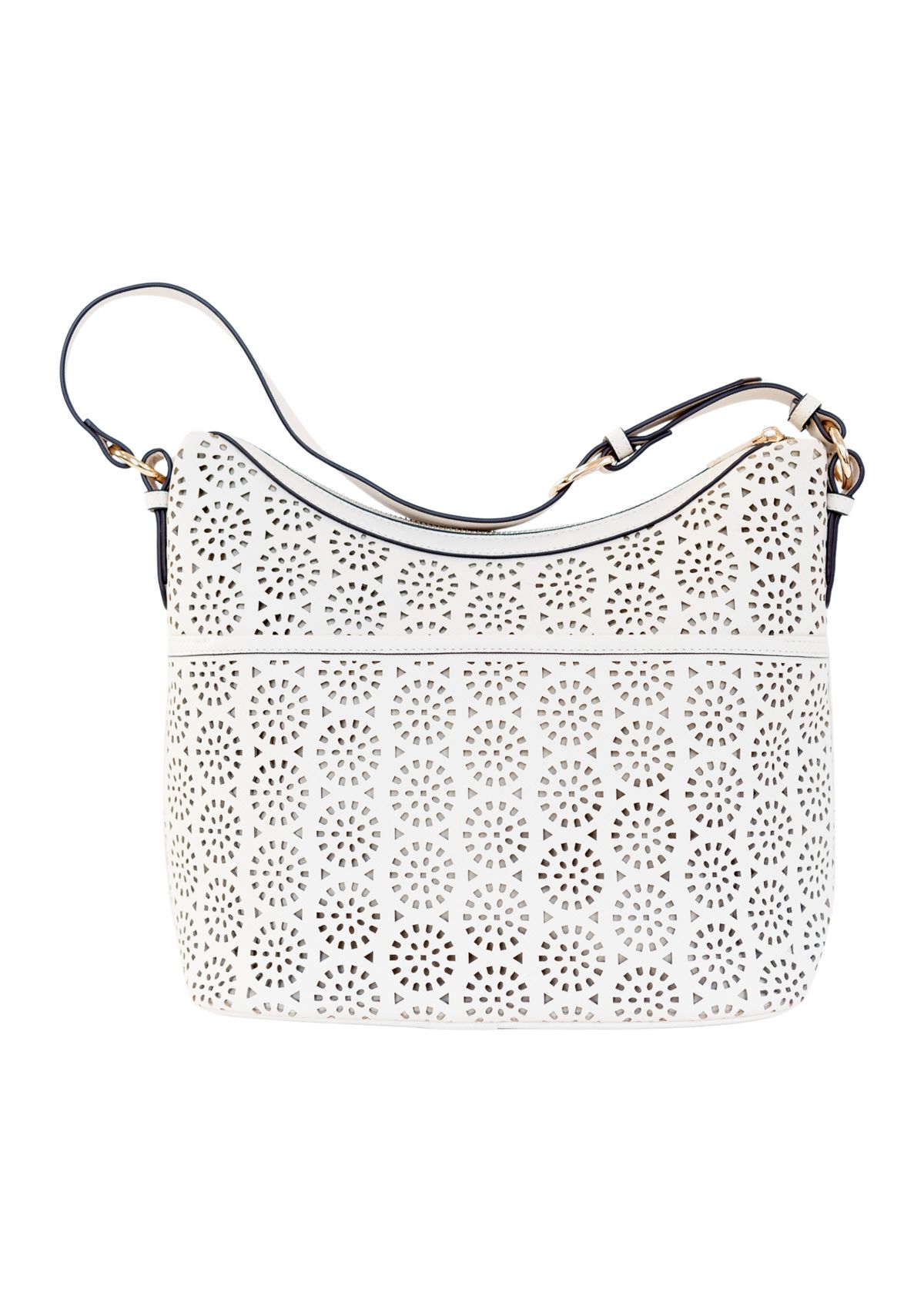 Saffiano Perforated Hobo Bag