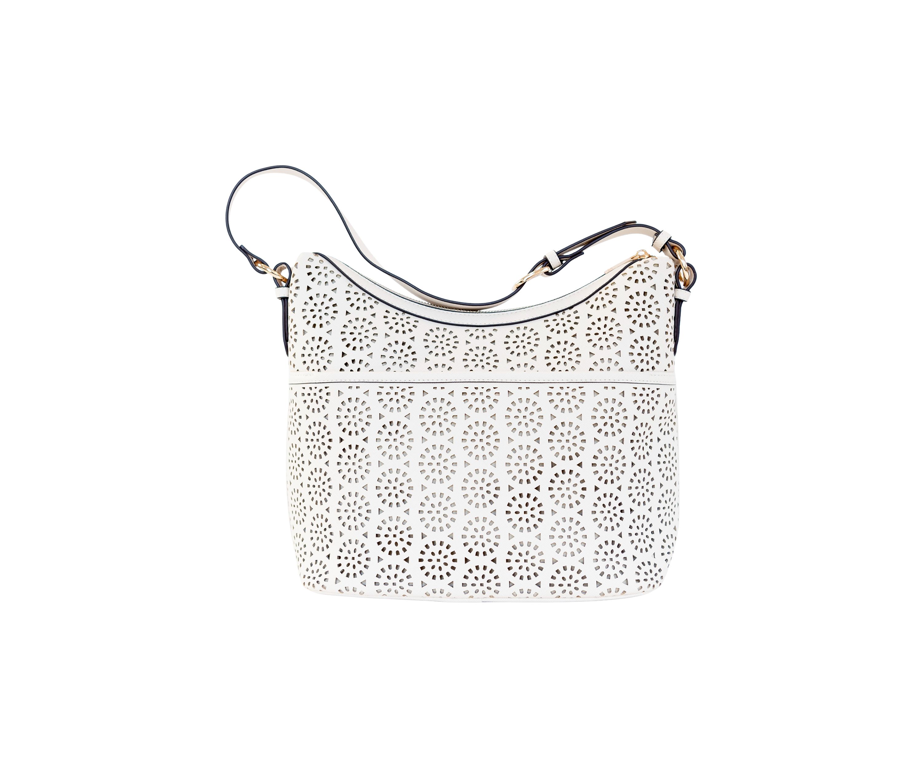Saffiano Perforated Hobo Bag
