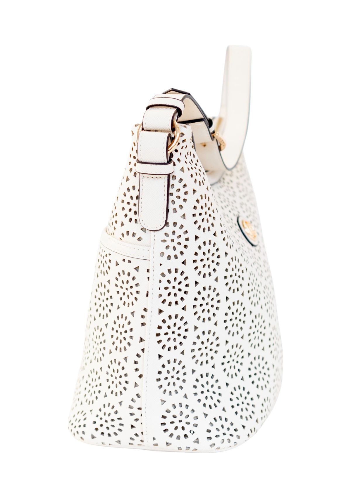 Saffiano Perforated Hobo Bag
