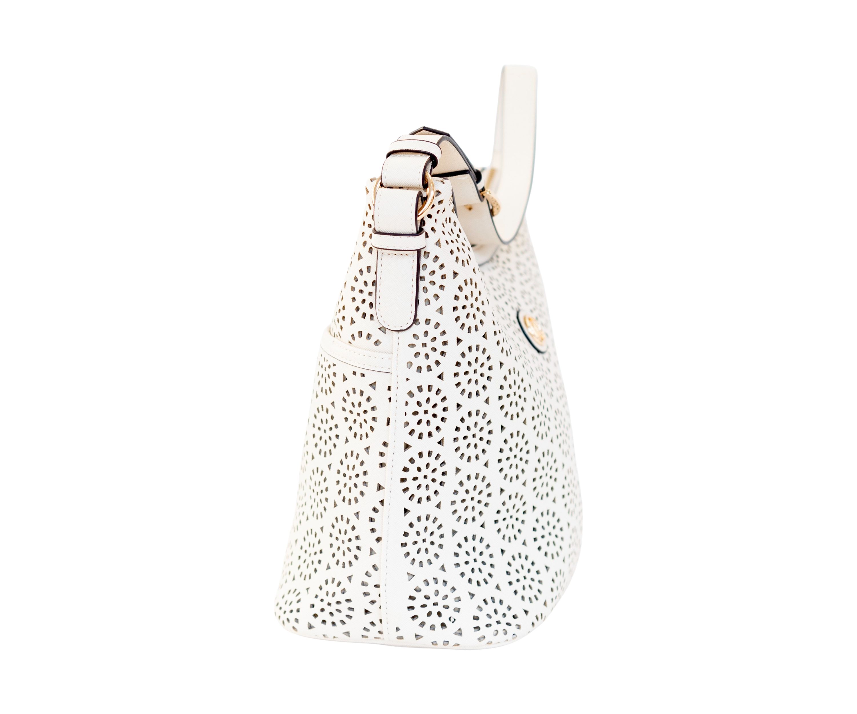 Saffiano Perforated Hobo Bag
