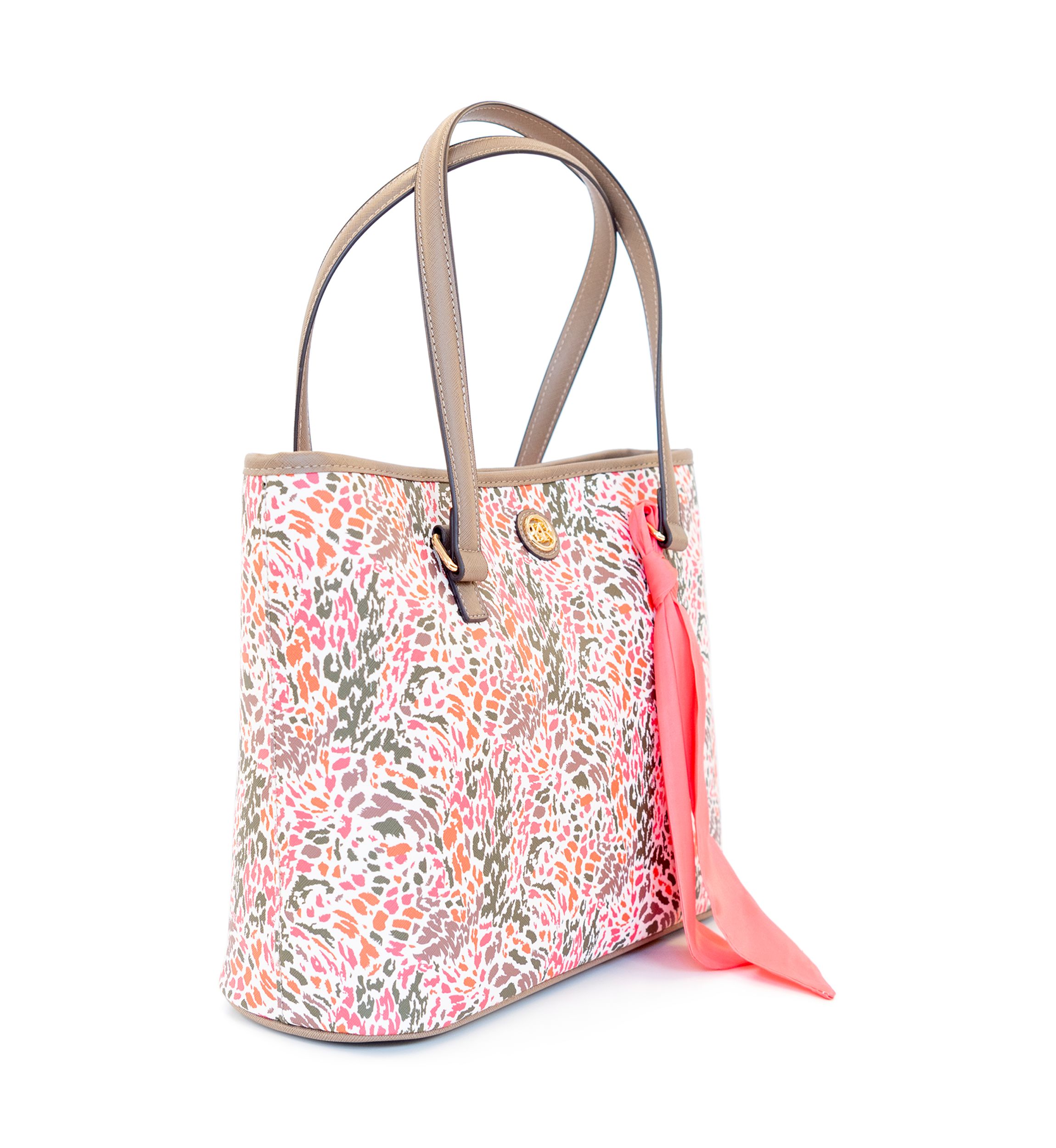 Abstract Print Saffiano Tote