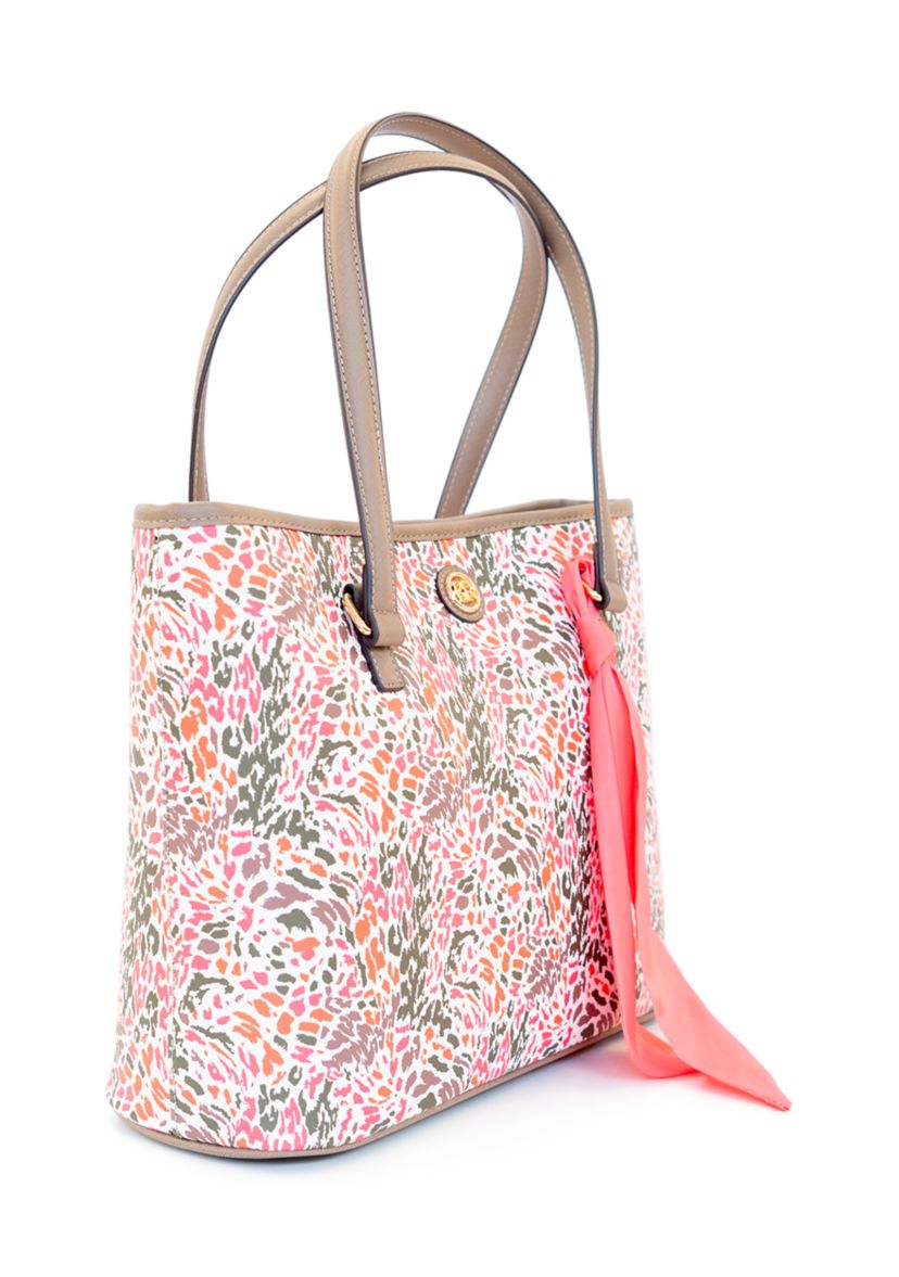 Abstract Print Saffiano Tote