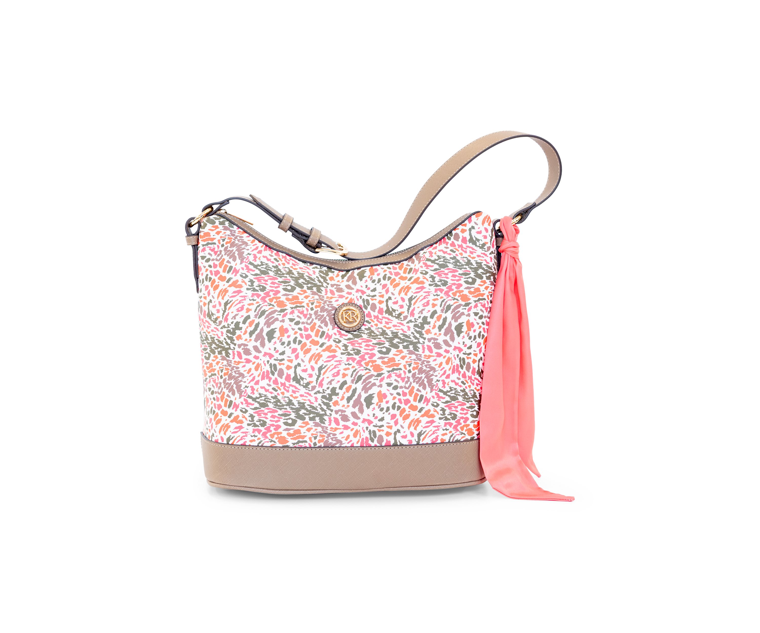Abstract Print Saffiano Hobo Bag 