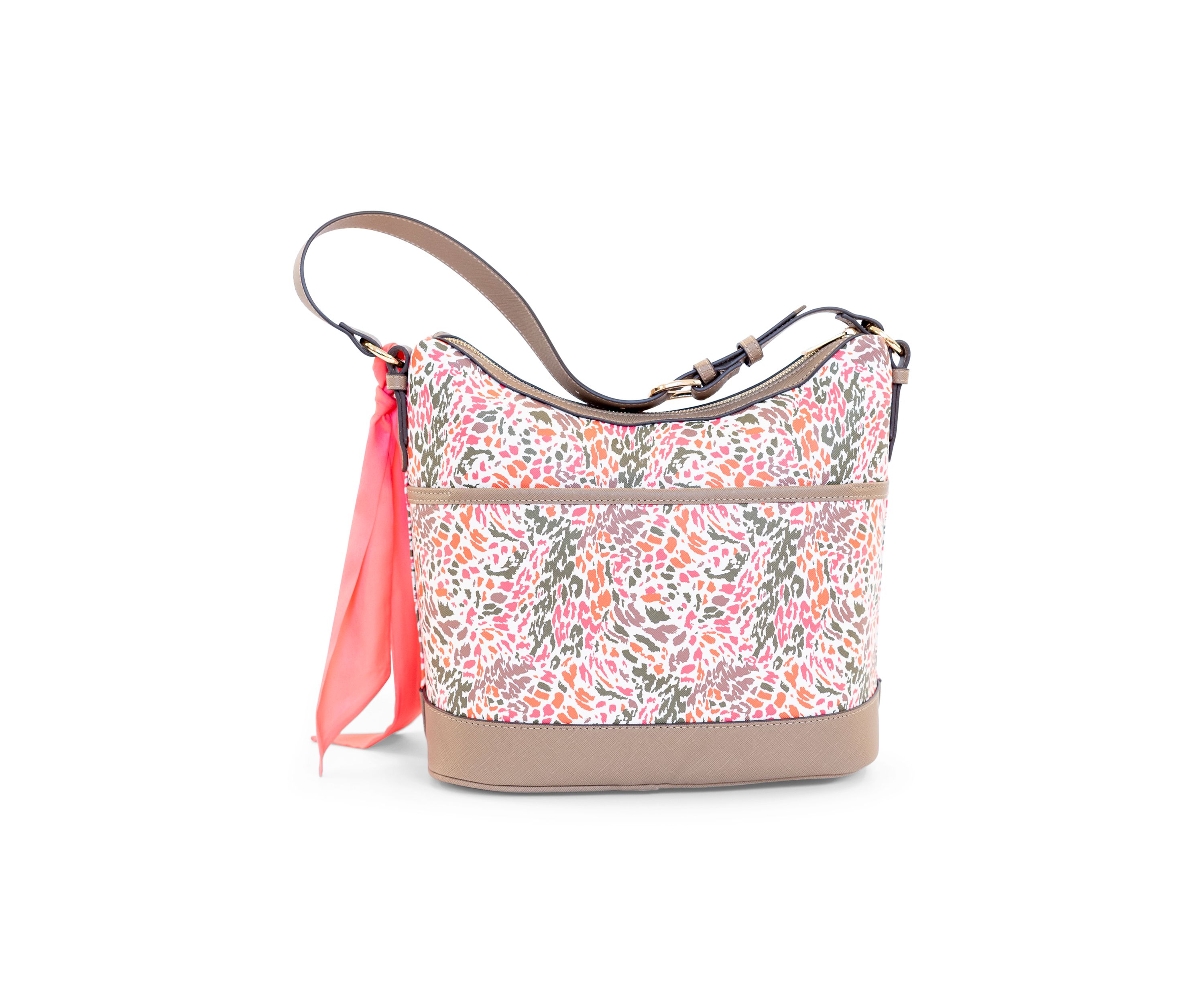 Abstract Print Saffiano Hobo Bag 