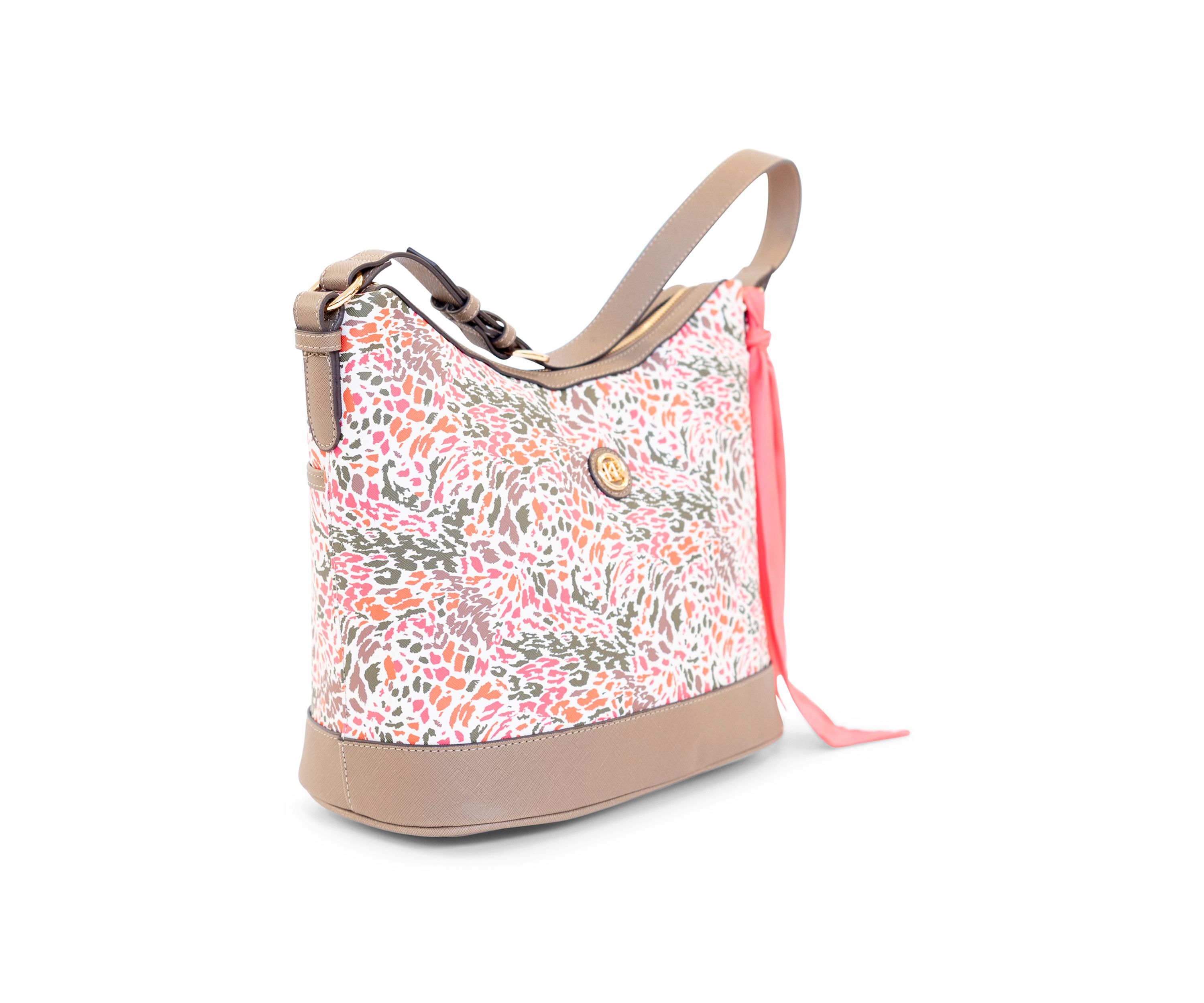 Abstract Print Saffiano Hobo Bag 