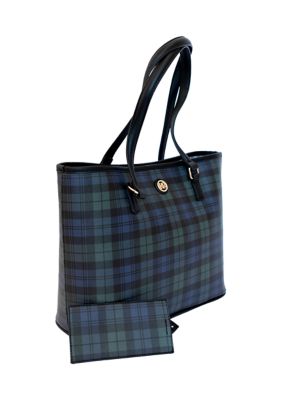 Plaid Tote with Eyeglass