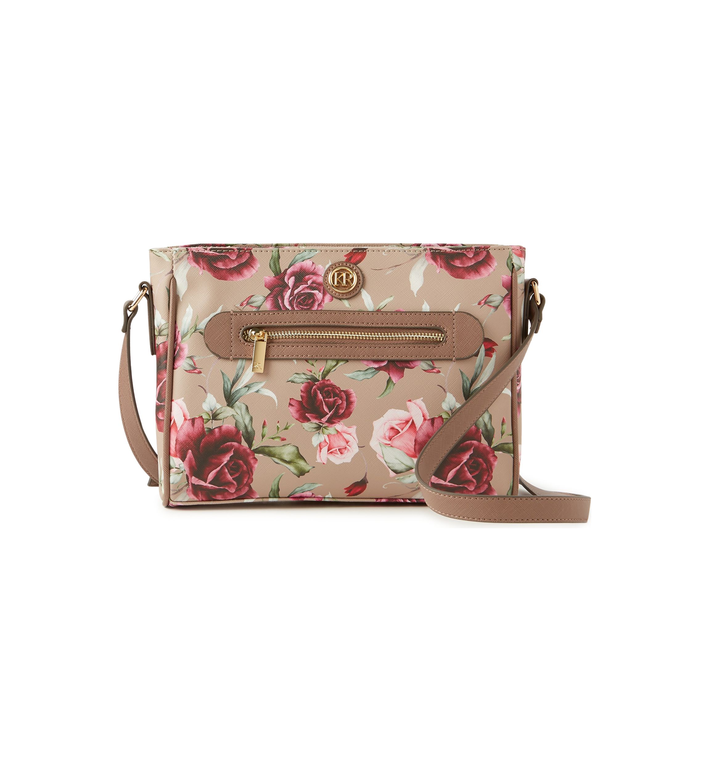 Saffiano Rose Print Crossbody