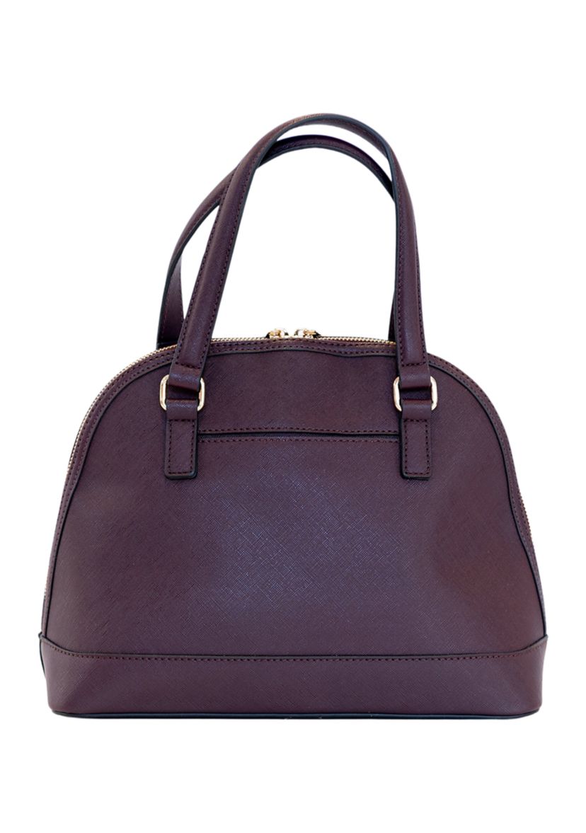 Saffiano Dome Satchel with Rose Printed Scarf