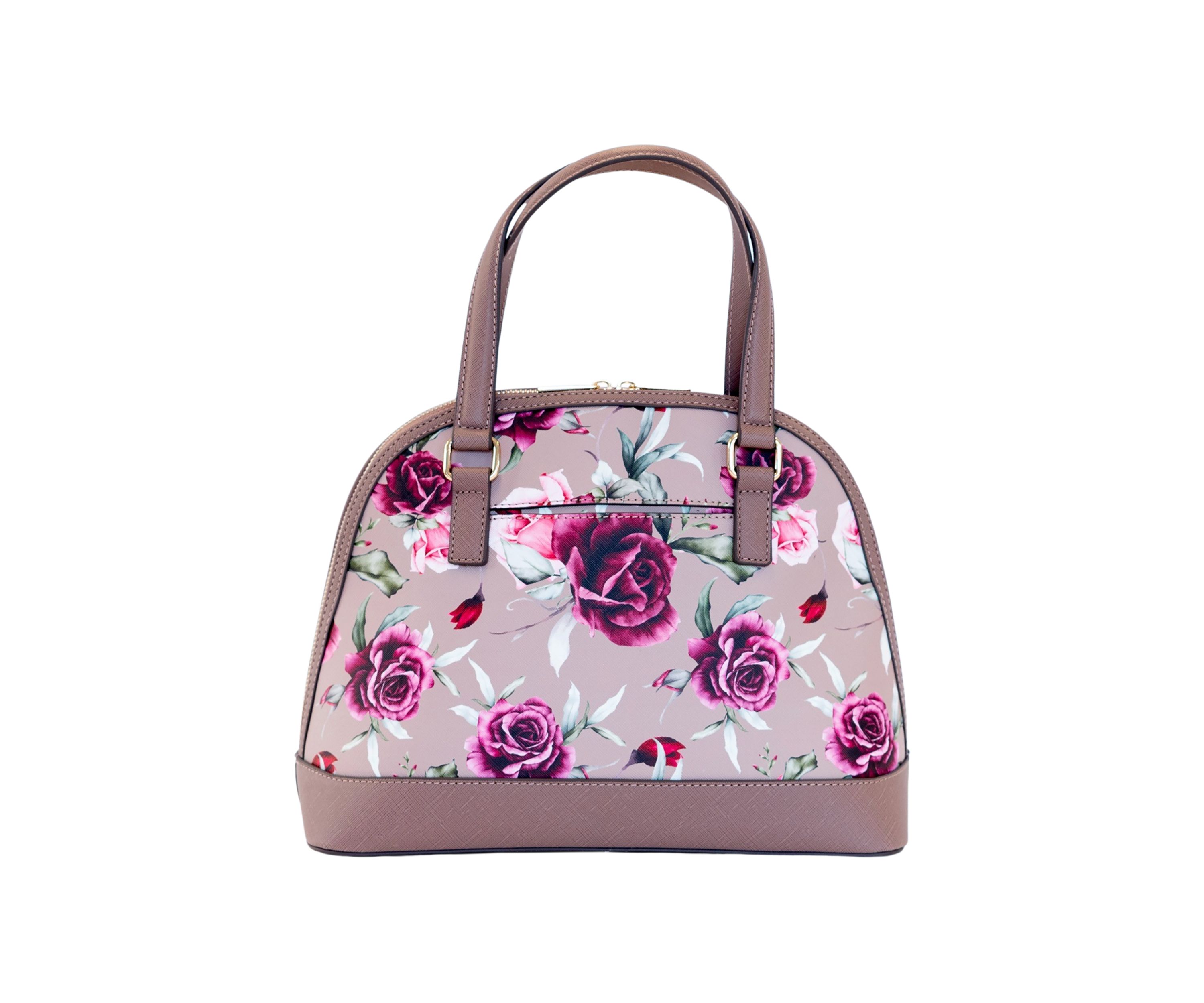 Saffiano Rose Print Dome Satchel