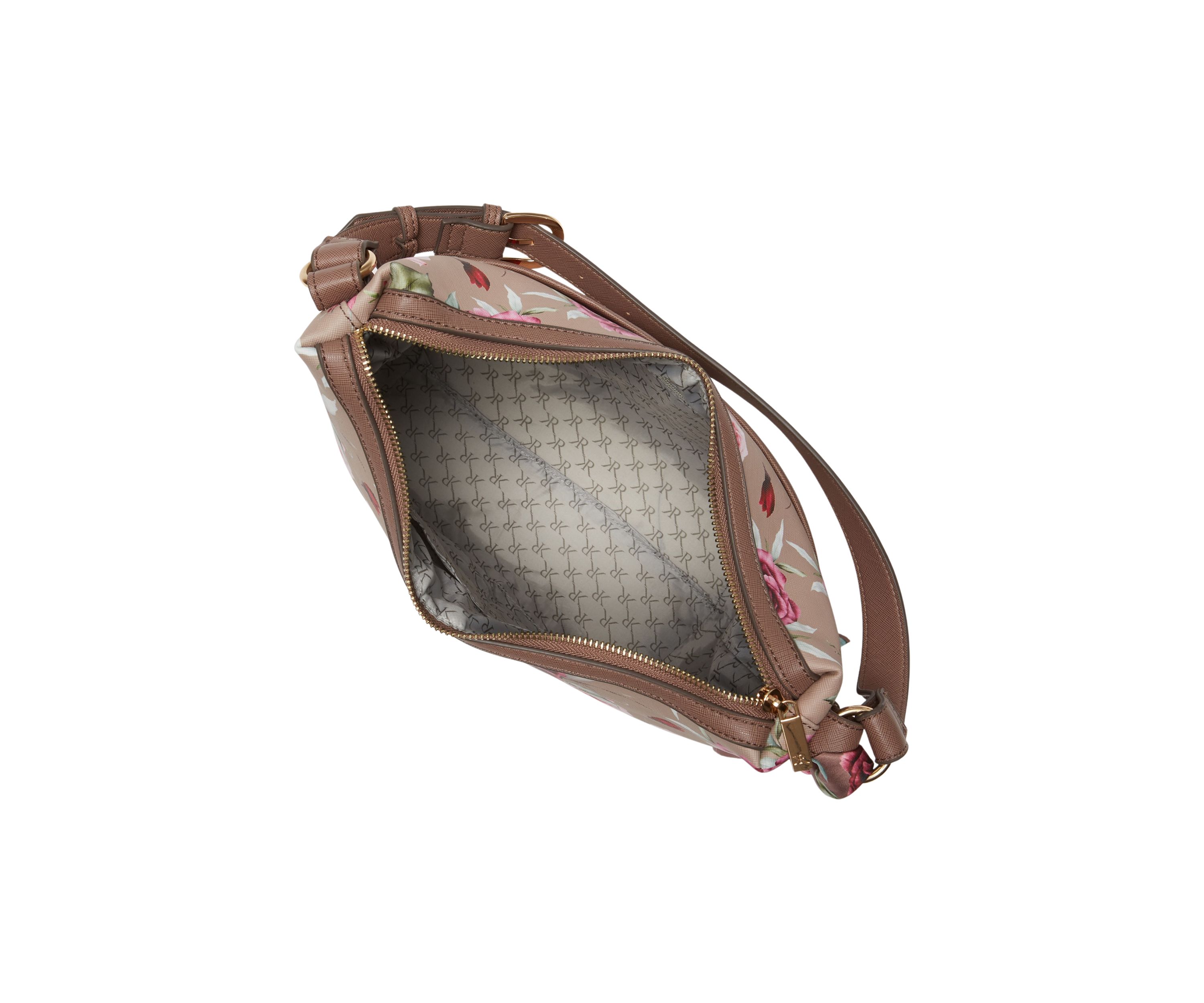 Saffiano Rose Print Hobo Bag 