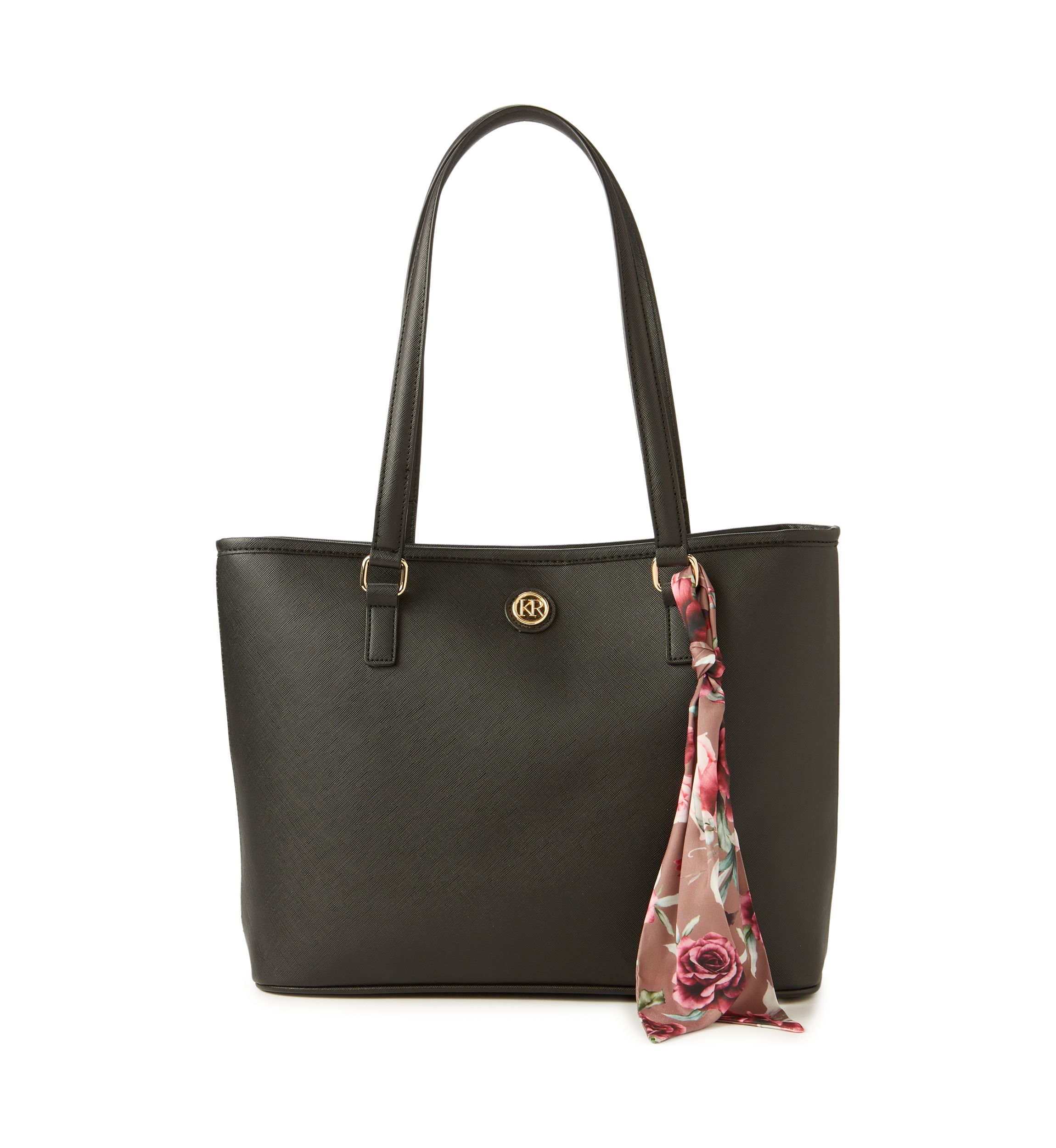 Saffiano Tote with Rose Print Scarf