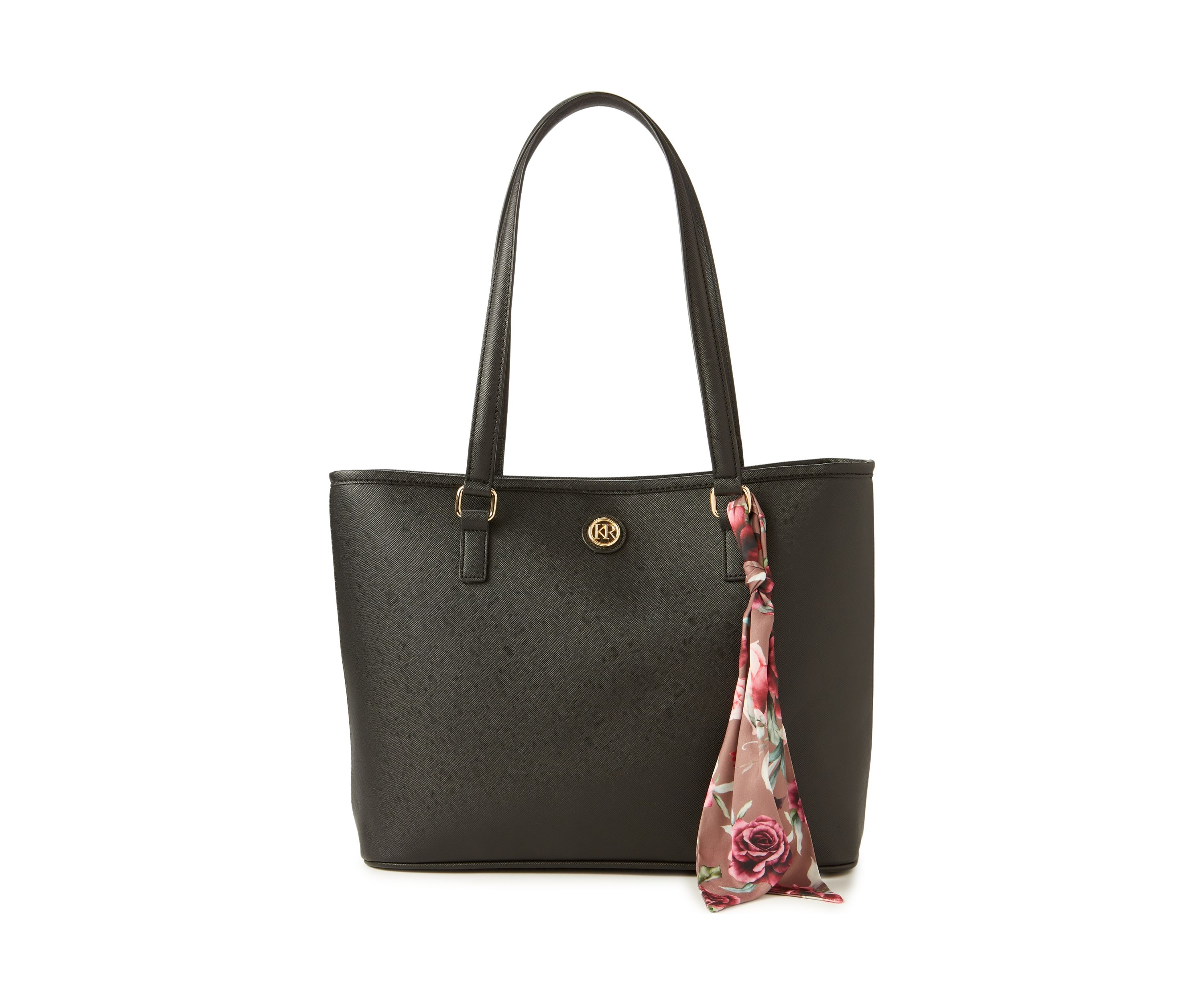 Saffiano Tote with Rose Print Scarf