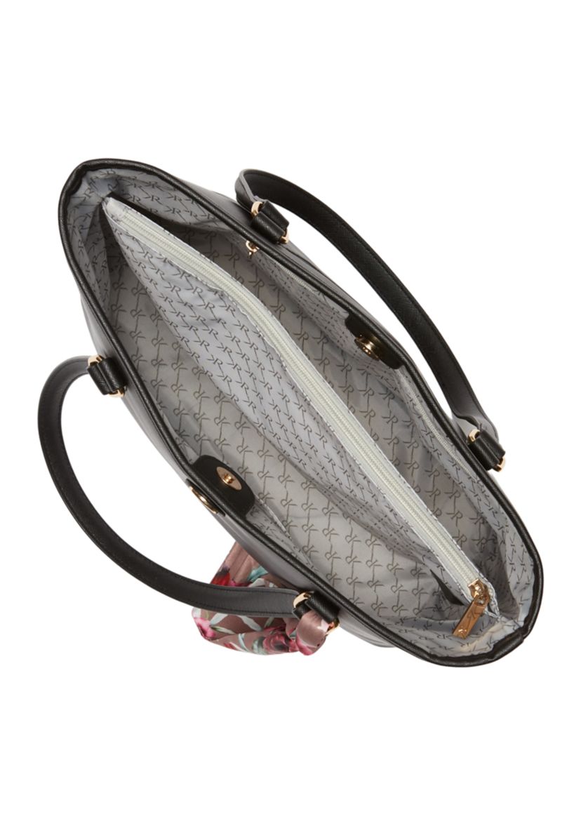 Saffiano Tote with Rose Print Scarf