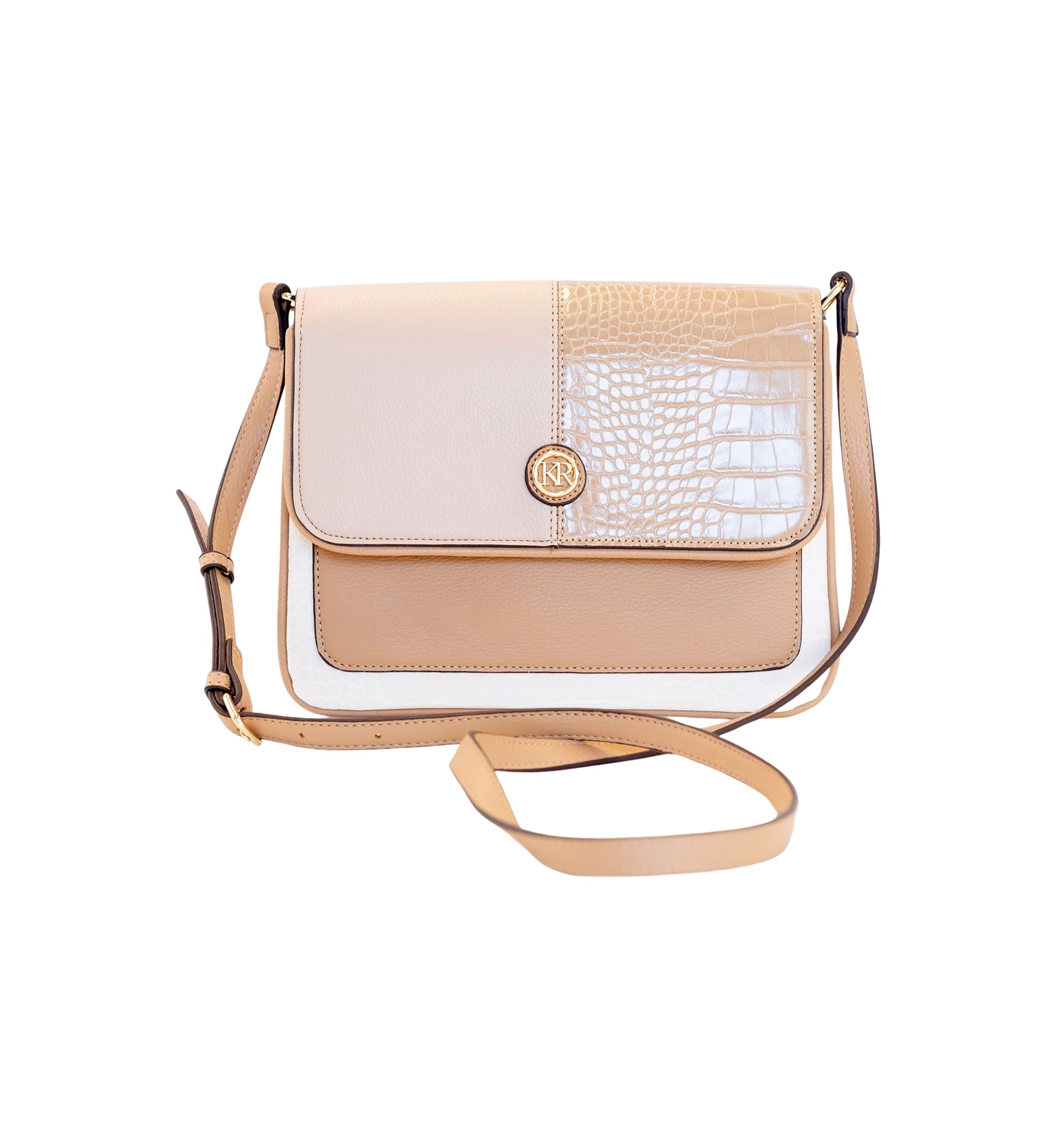 Mix Media Color Block Flap Crossbody 