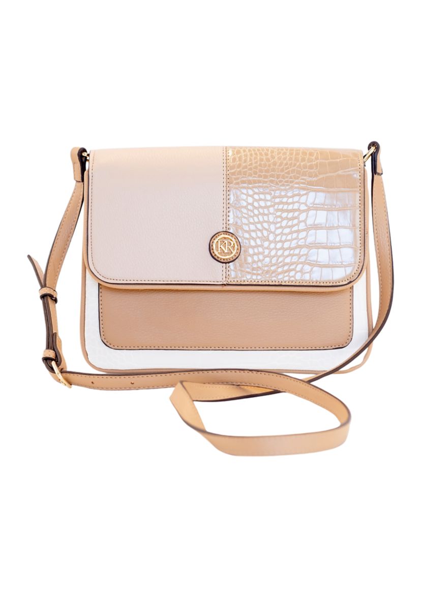 Mix Media Color Block Flap Crossbody 