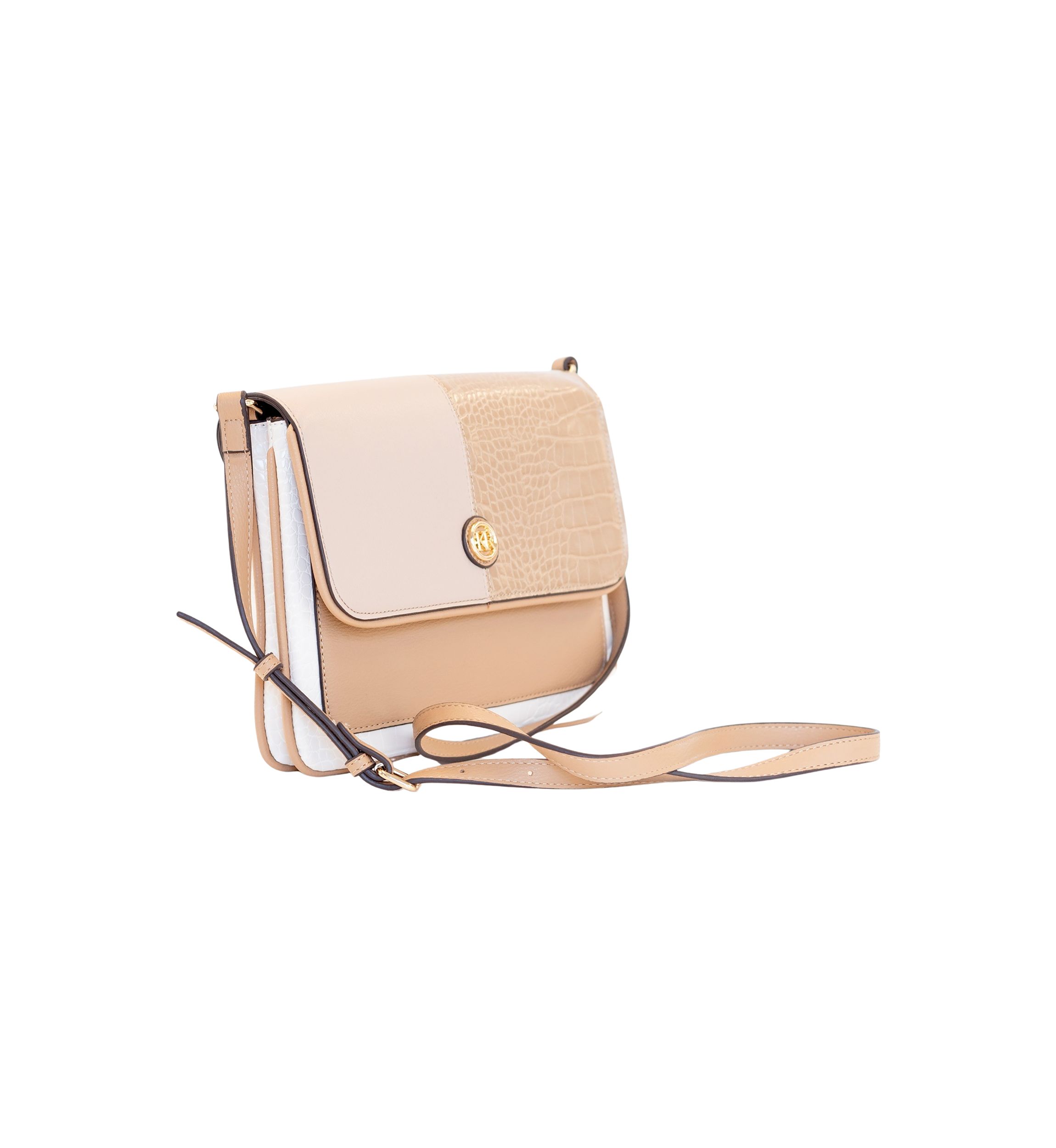 Mix Media Color Block Flap Crossbody 