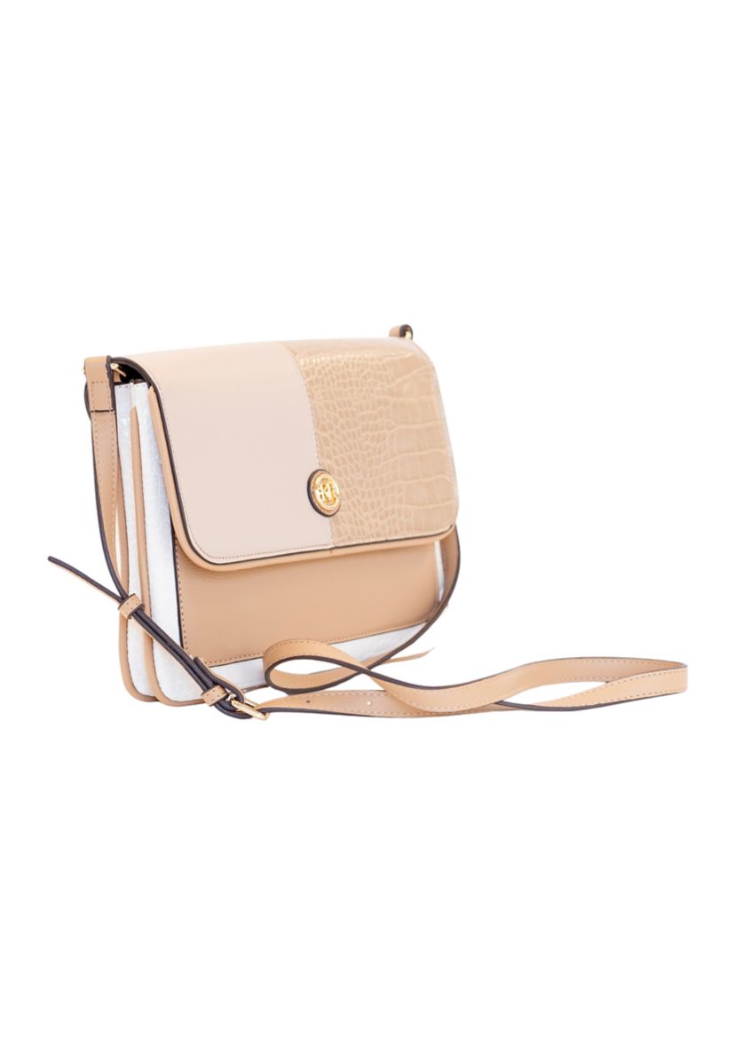 Mix Media Color Block Flap Crossbody 