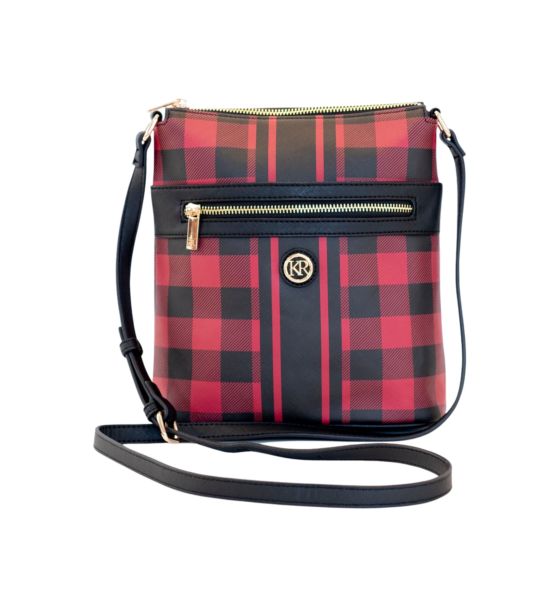 Saffiano Diagonal Plaid Crossbody 