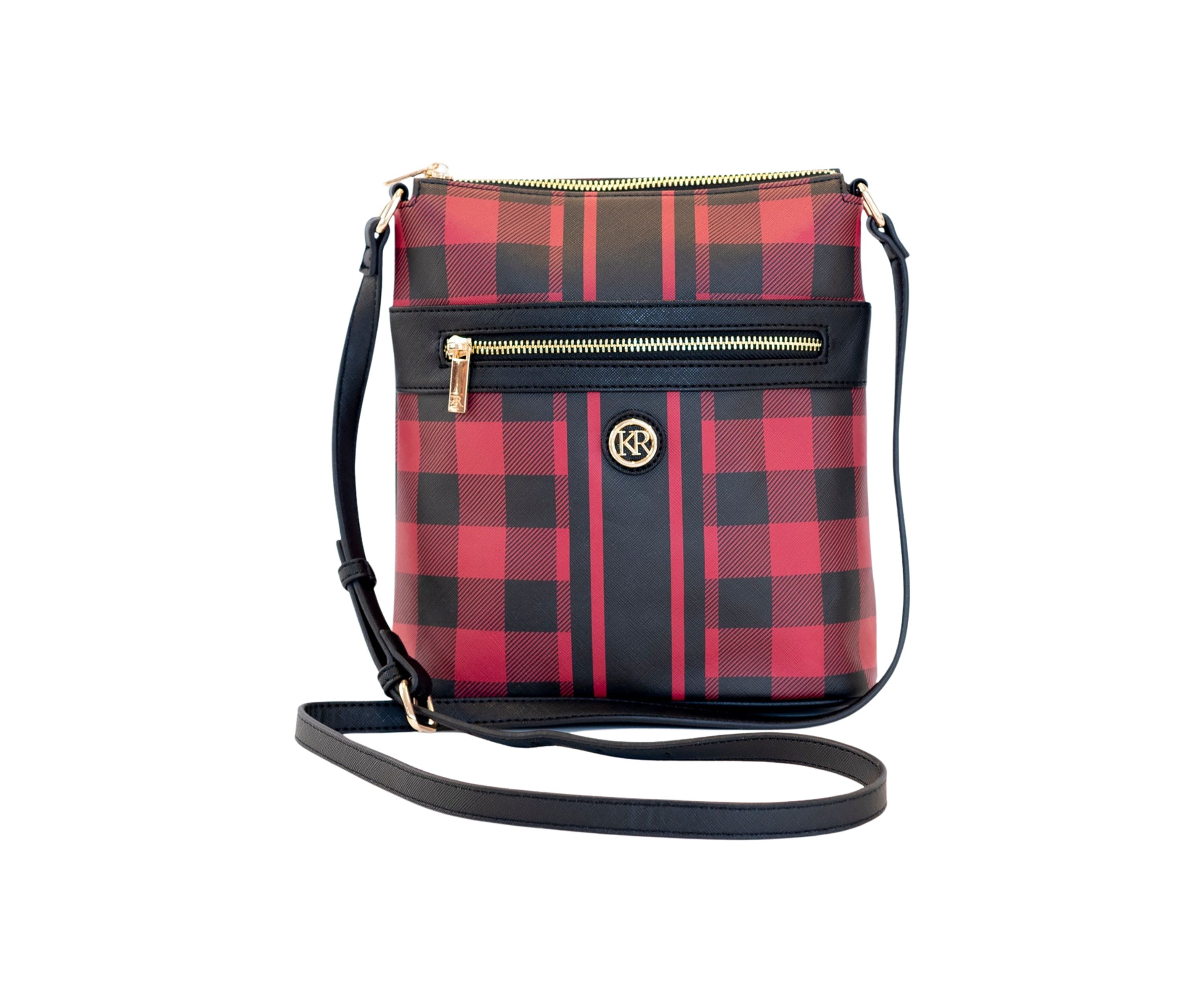 Saffiano Diagonal Plaid Crossbody 