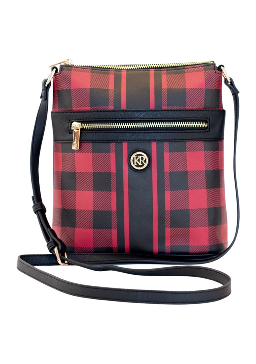 Saffiano Diagonal Plaid Crossbody 