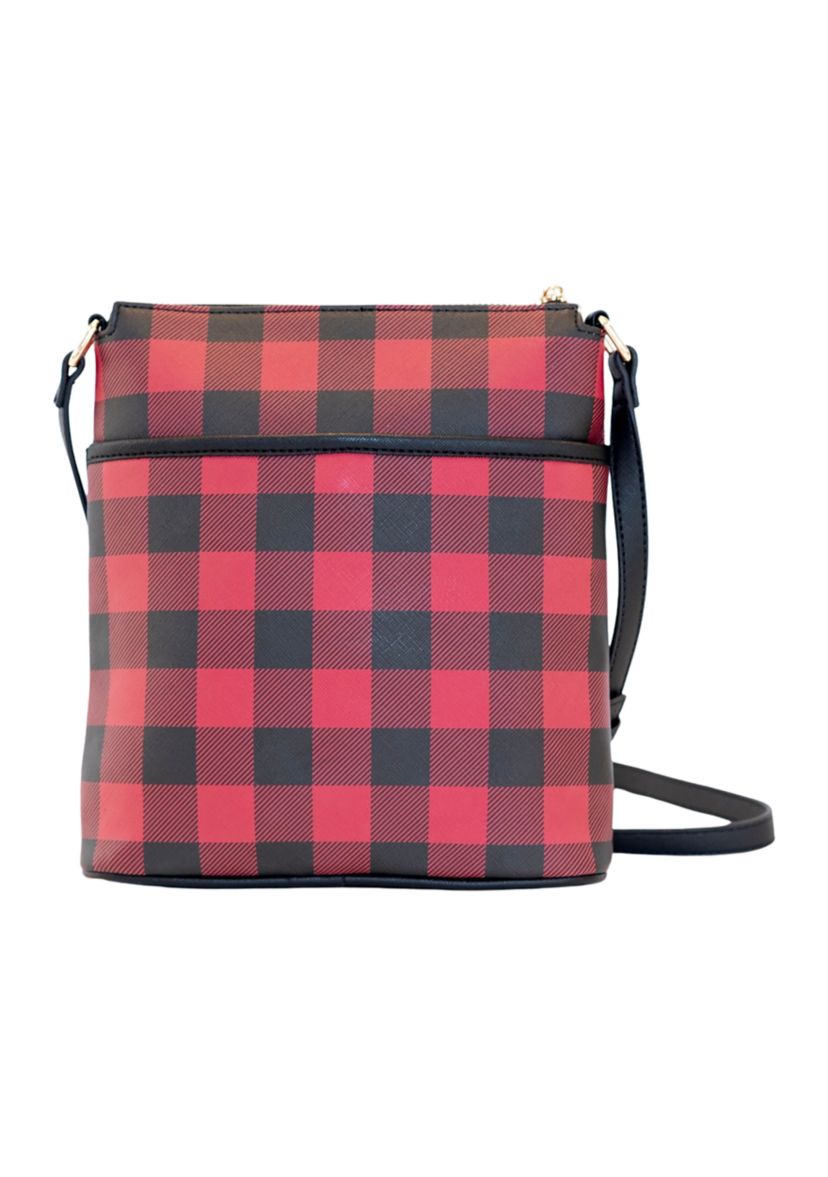 Saffiano Diagonal Plaid Crossbody 