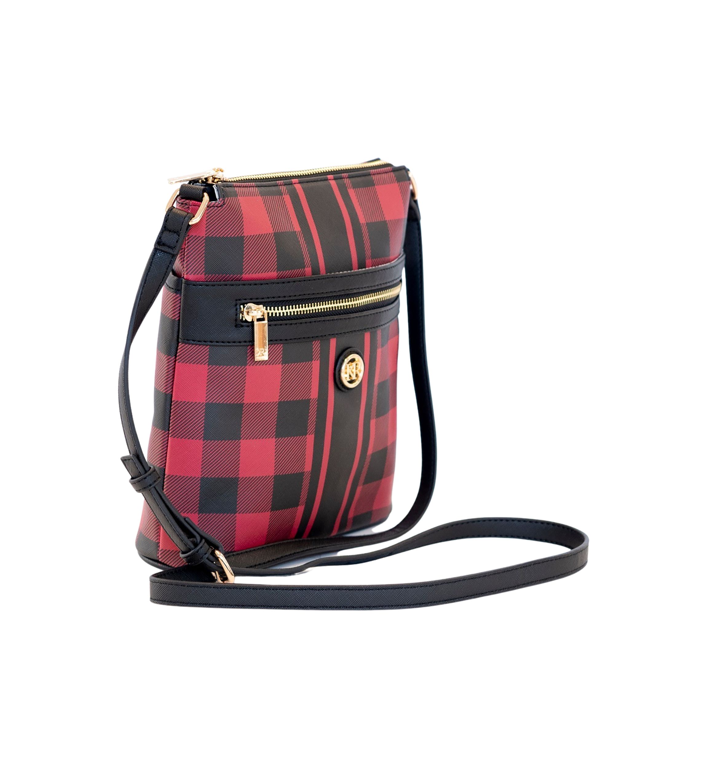 Saffiano Diagonal Plaid Crossbody 