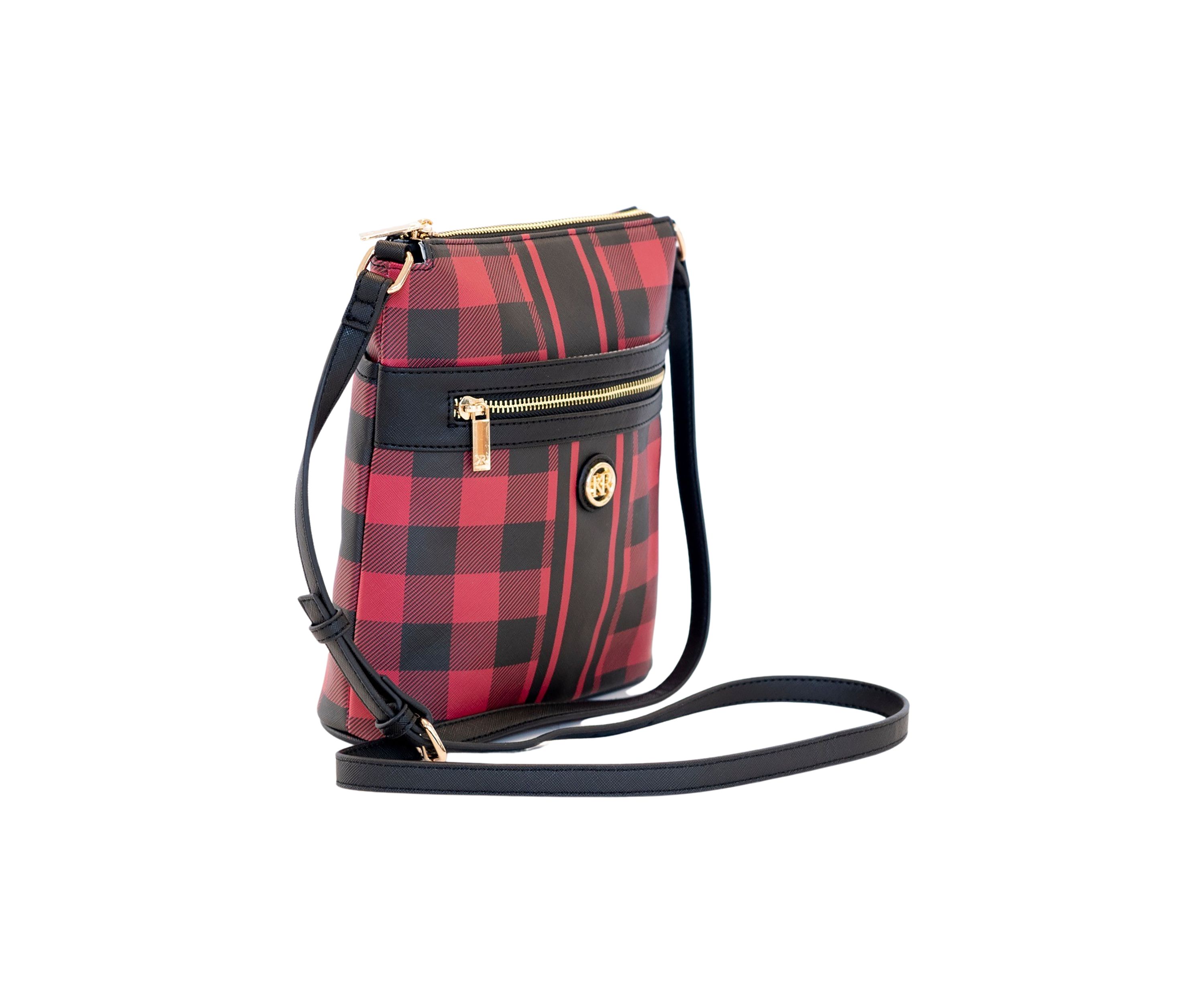 Saffiano Diagonal Plaid Crossbody 