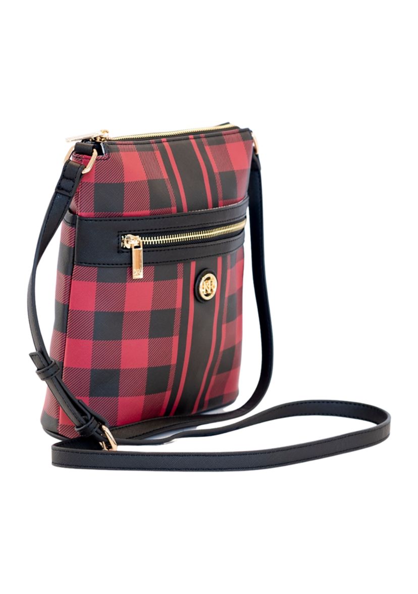 Saffiano Diagonal Plaid Crossbody 