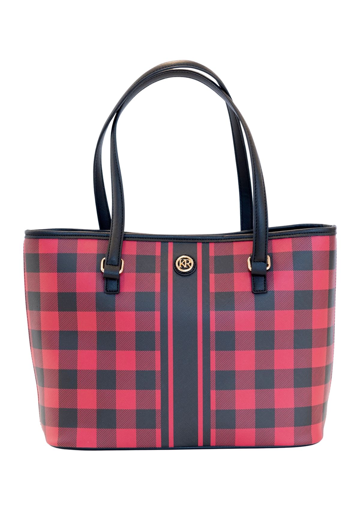  Saffiano Diagonal Plaid Tote