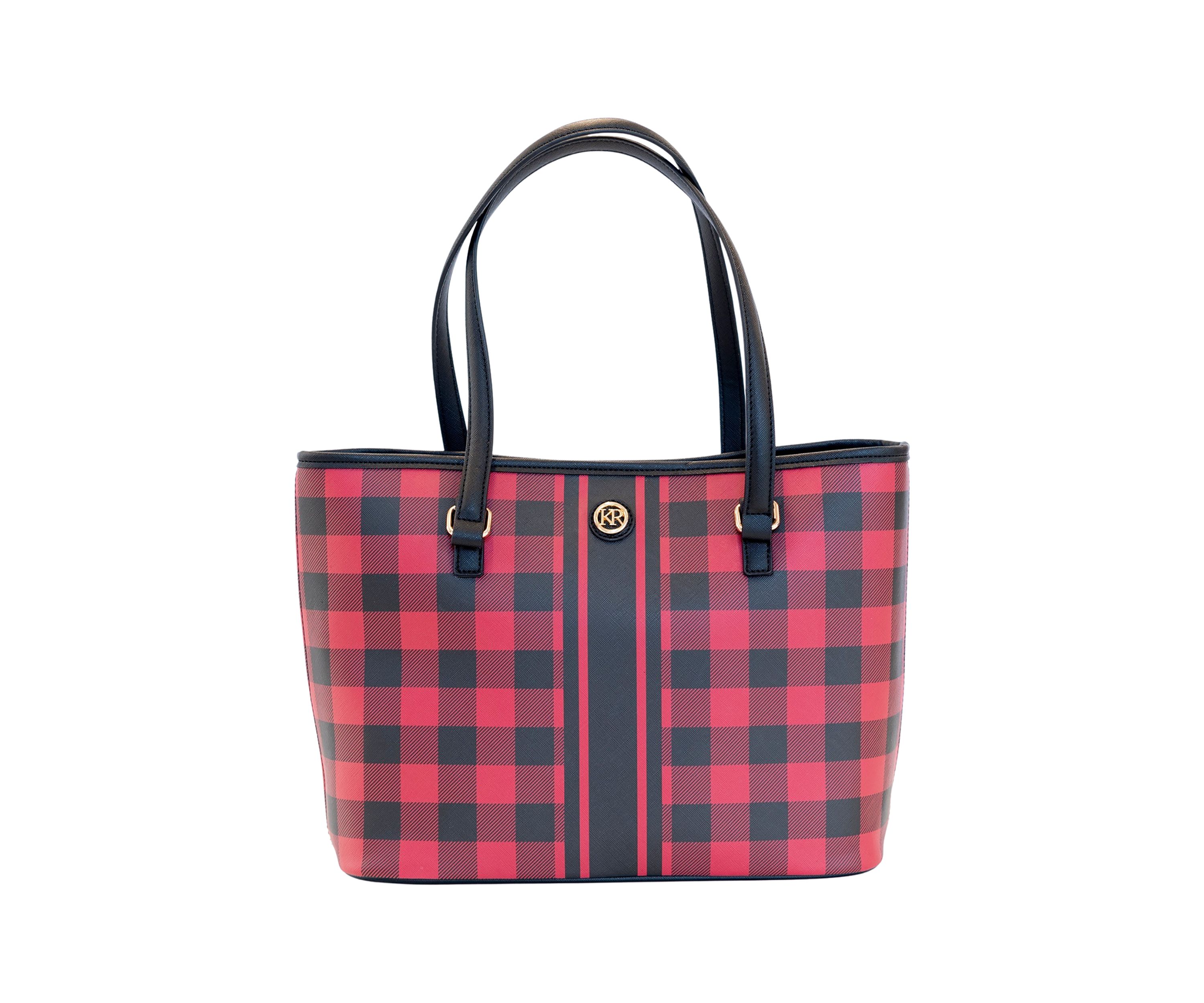 Saffiano Diagonal Plaid Tote