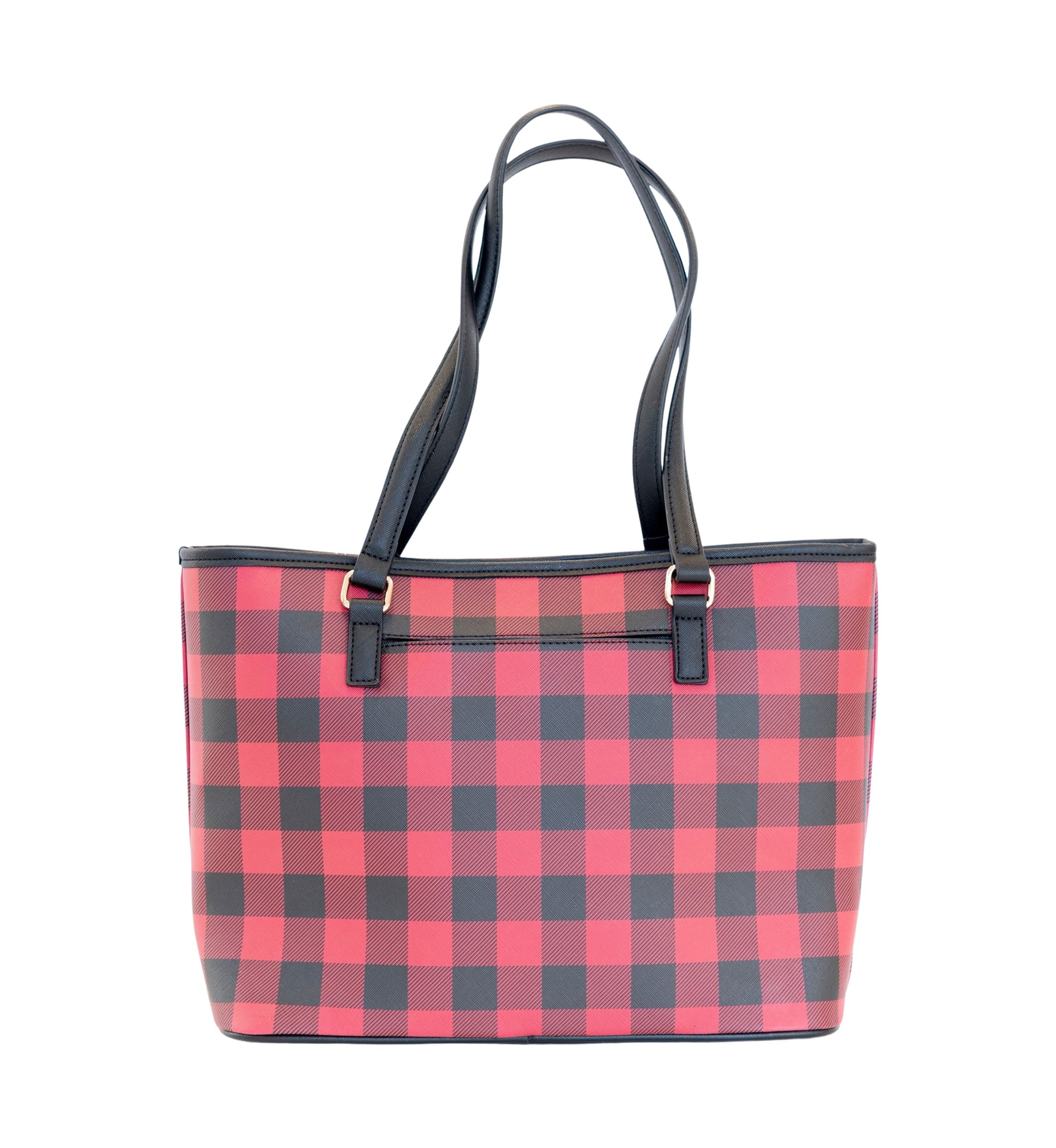  Saffiano Diagonal Plaid Tote