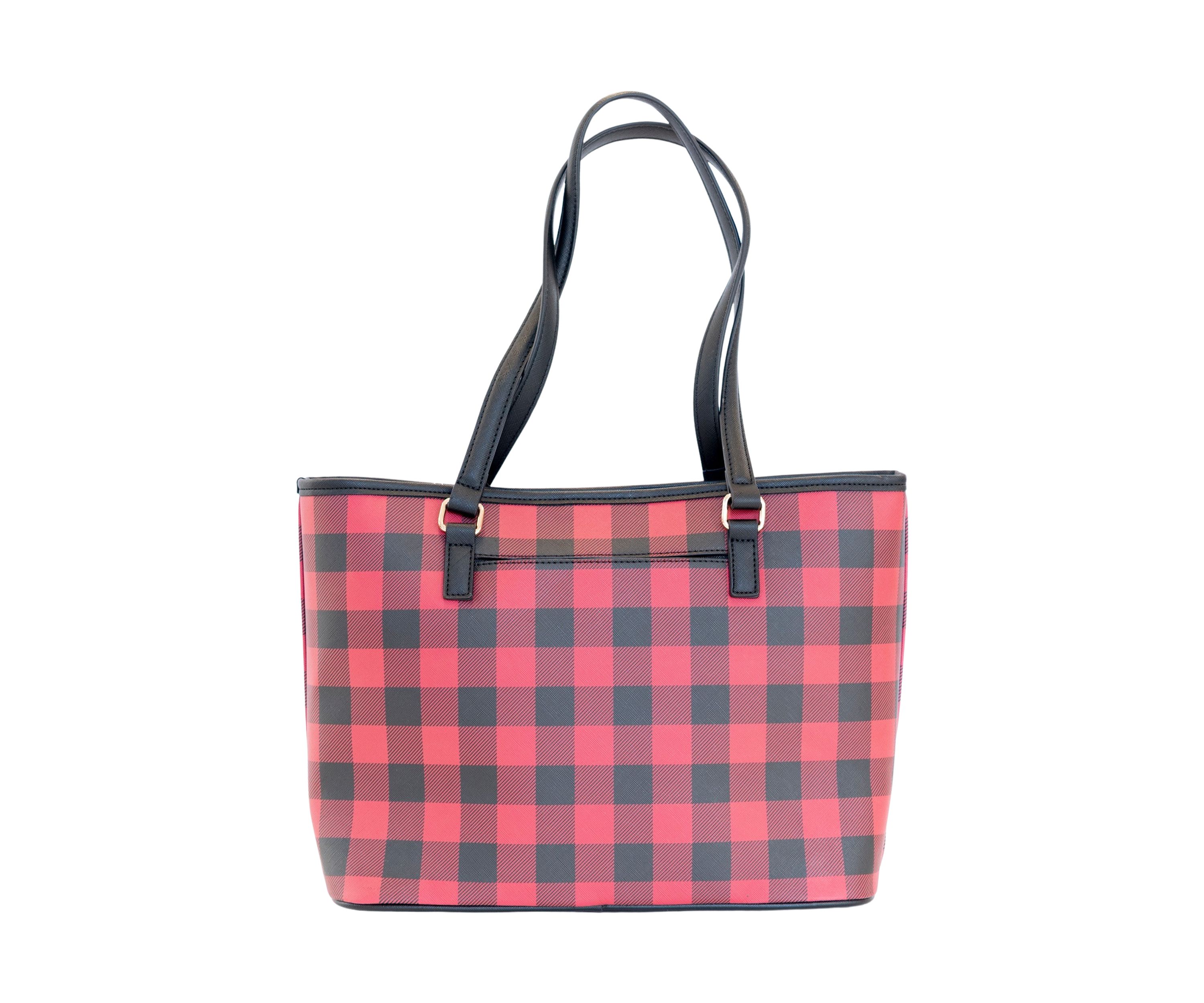  Saffiano Diagonal Plaid Tote