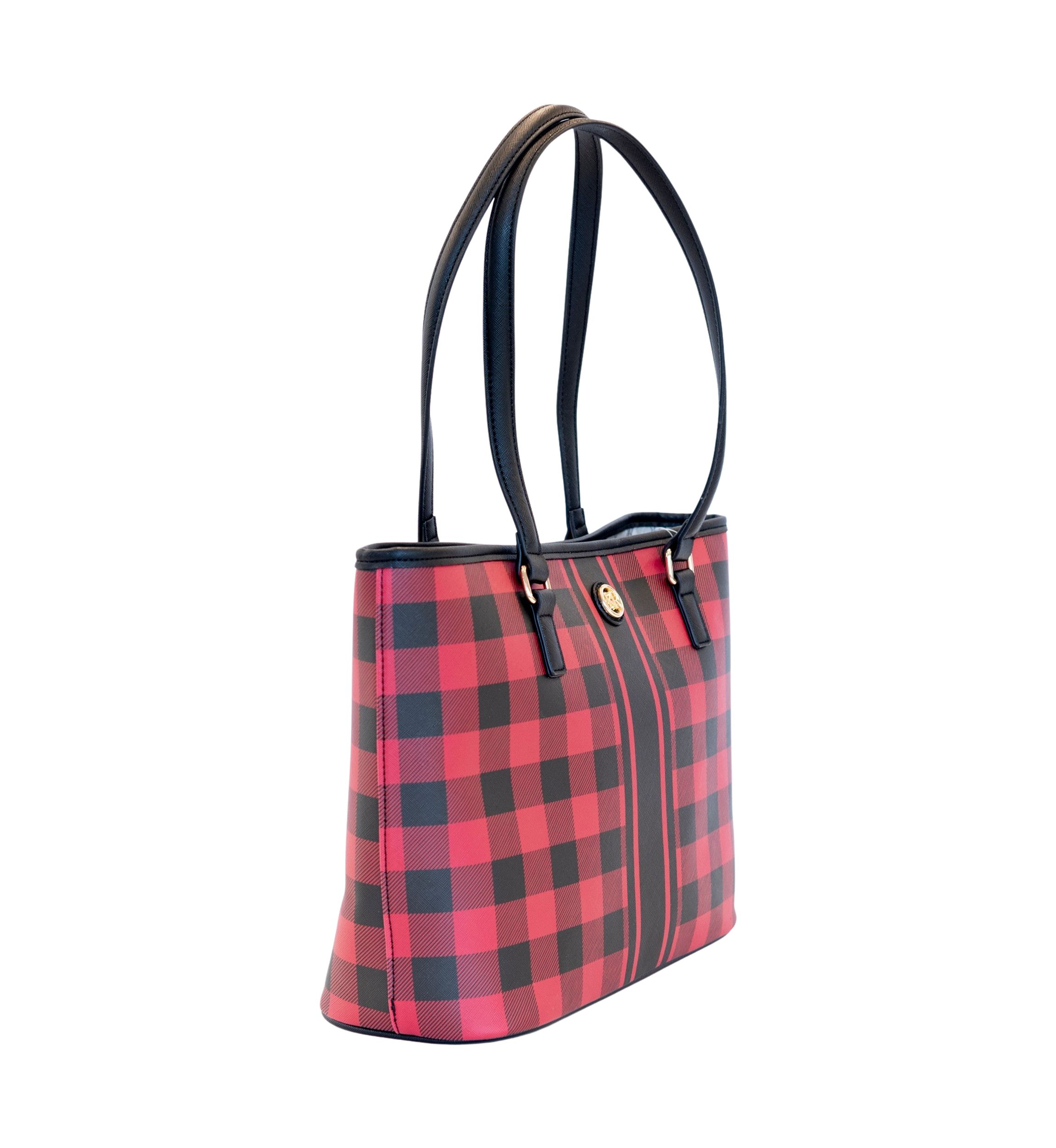  Saffiano Diagonal Plaid Tote