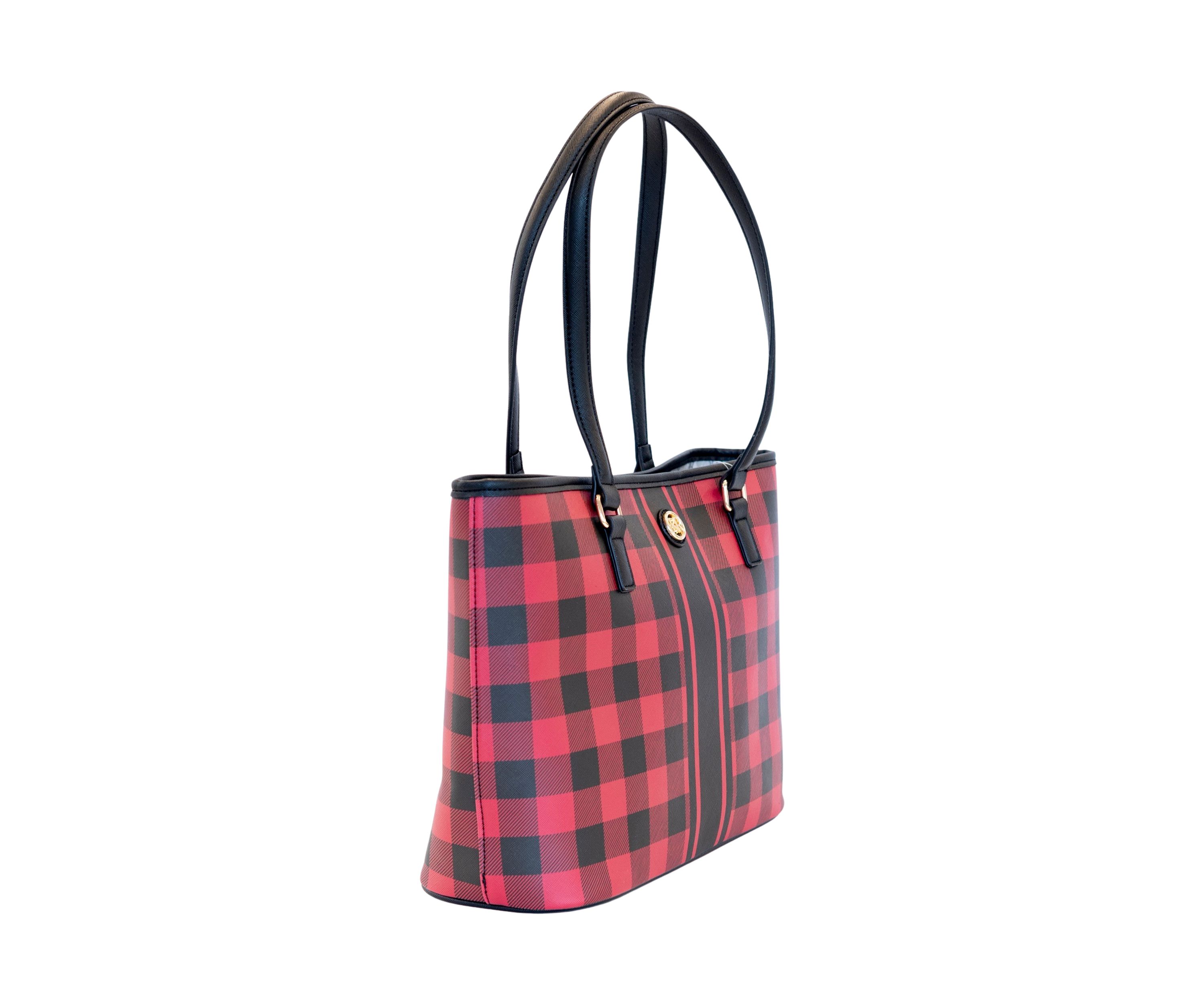  Saffiano Diagonal Plaid Tote