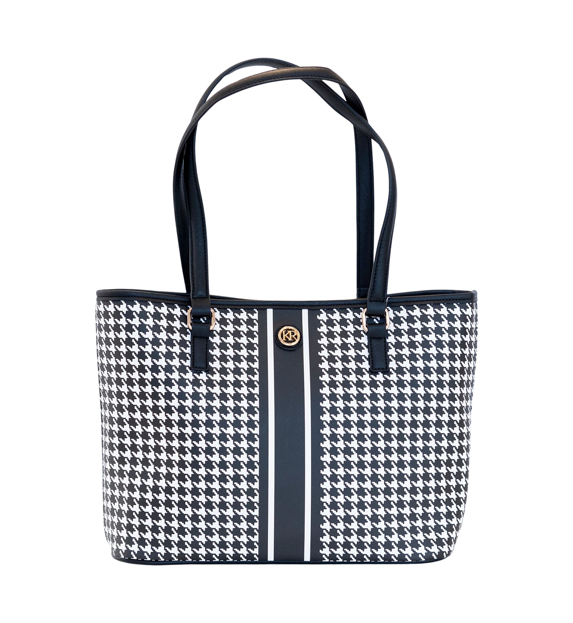 Saffiano Houndstooth Tote