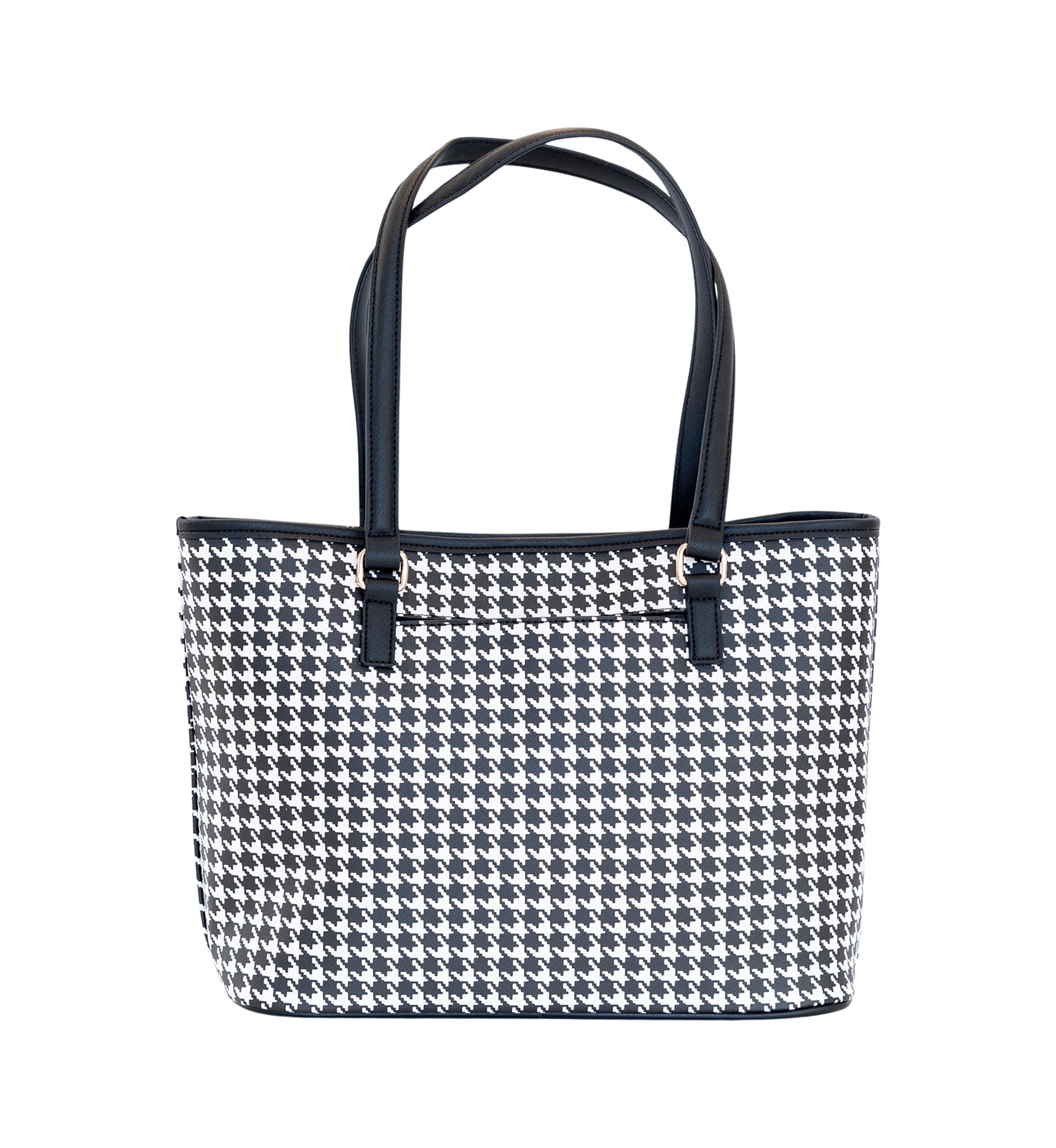 Saffiano Houndstooth Tote