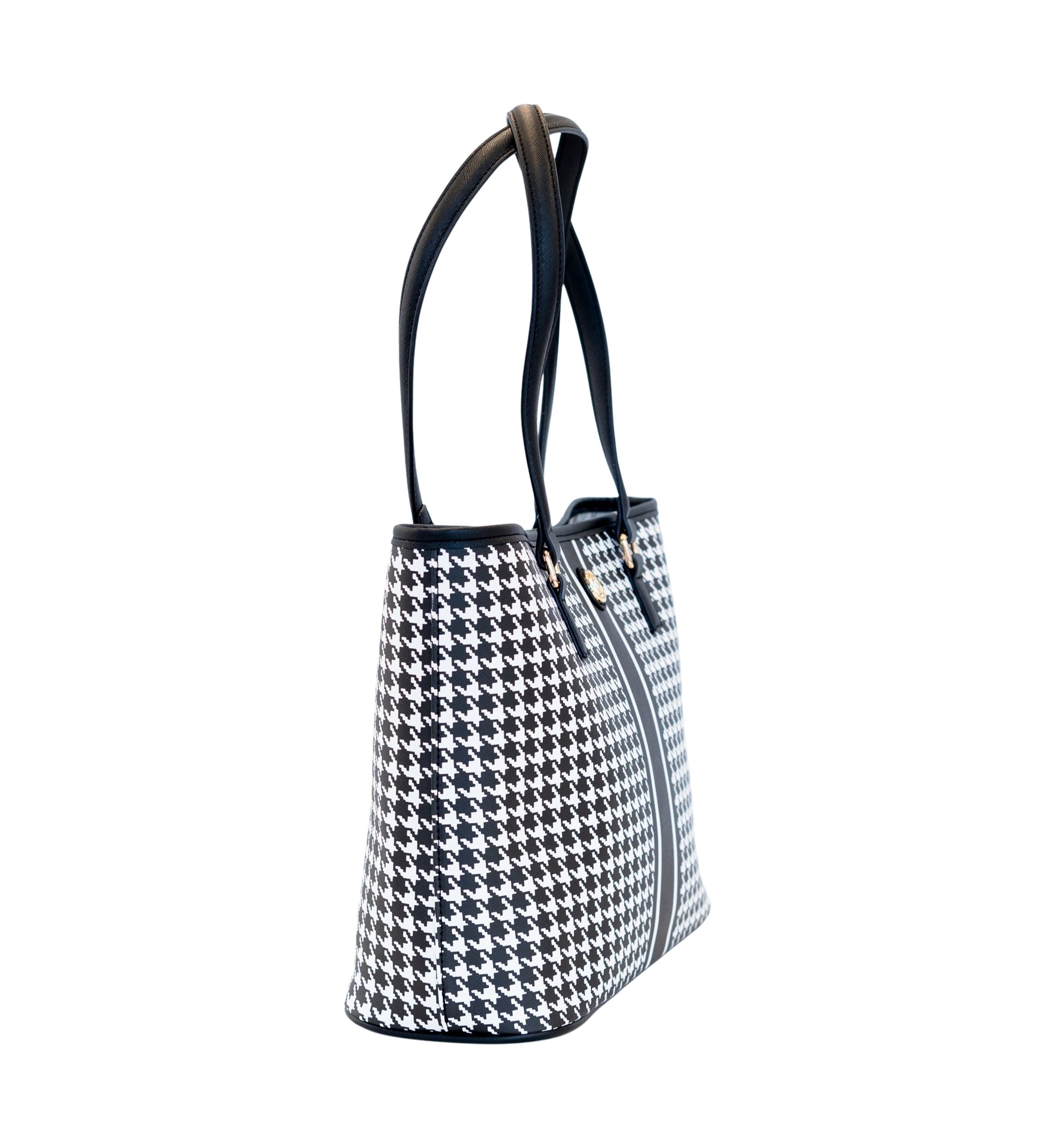 Saffiano Houndstooth Tote