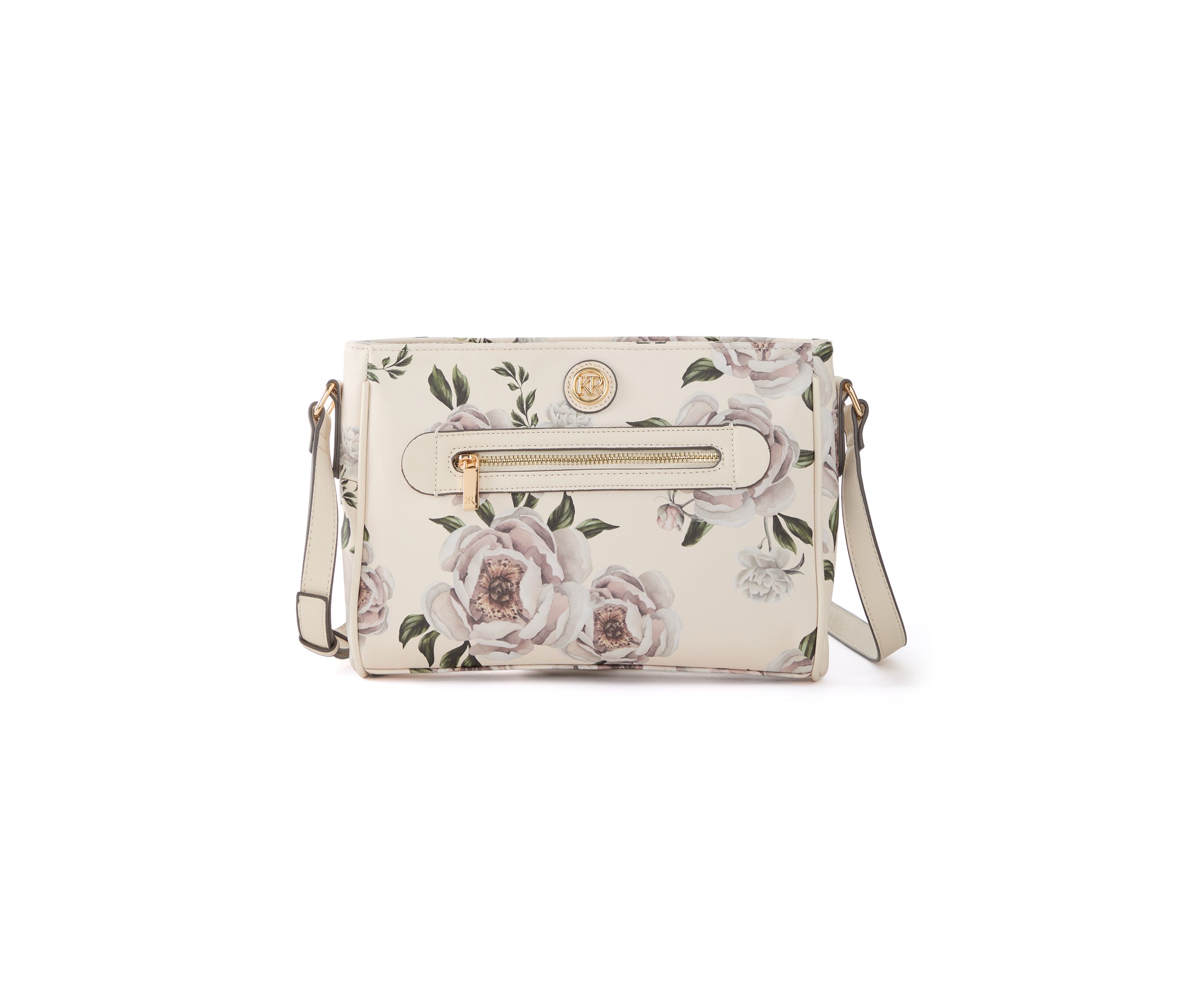 Saffiano Floral Lace East West Crossbody Bag