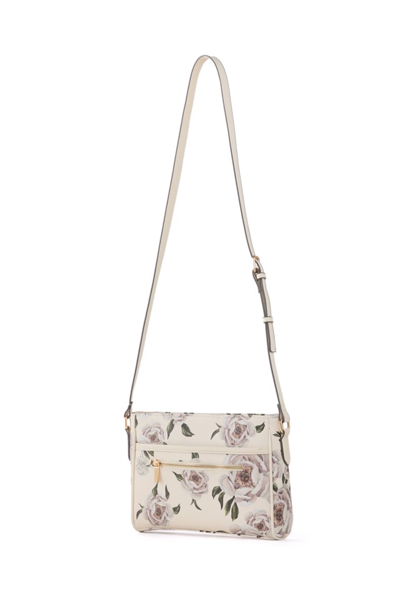 Saffiano Floral Lace East West Crossbody Bag