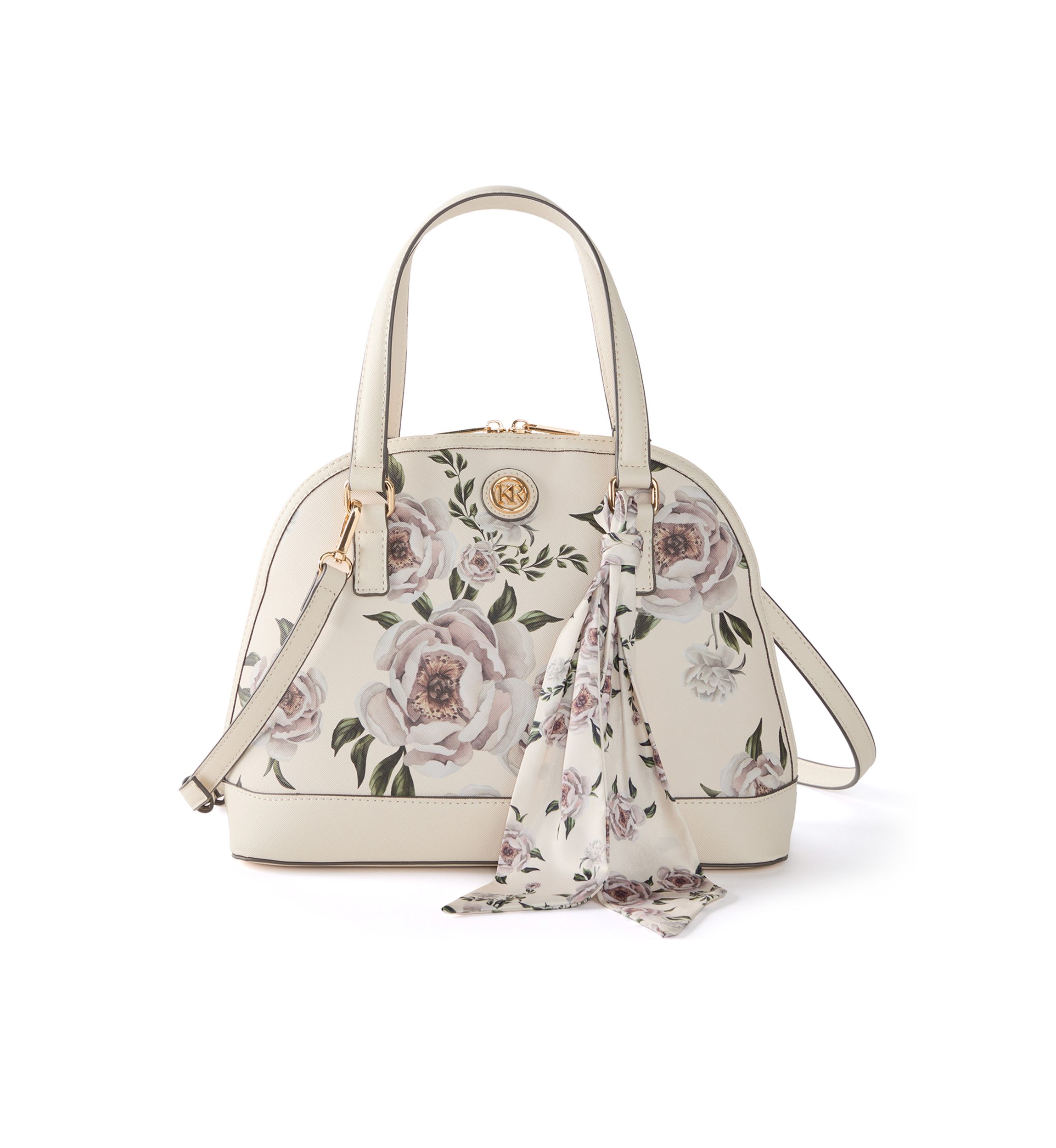 Saffiano Floral Lace Dome Satchel