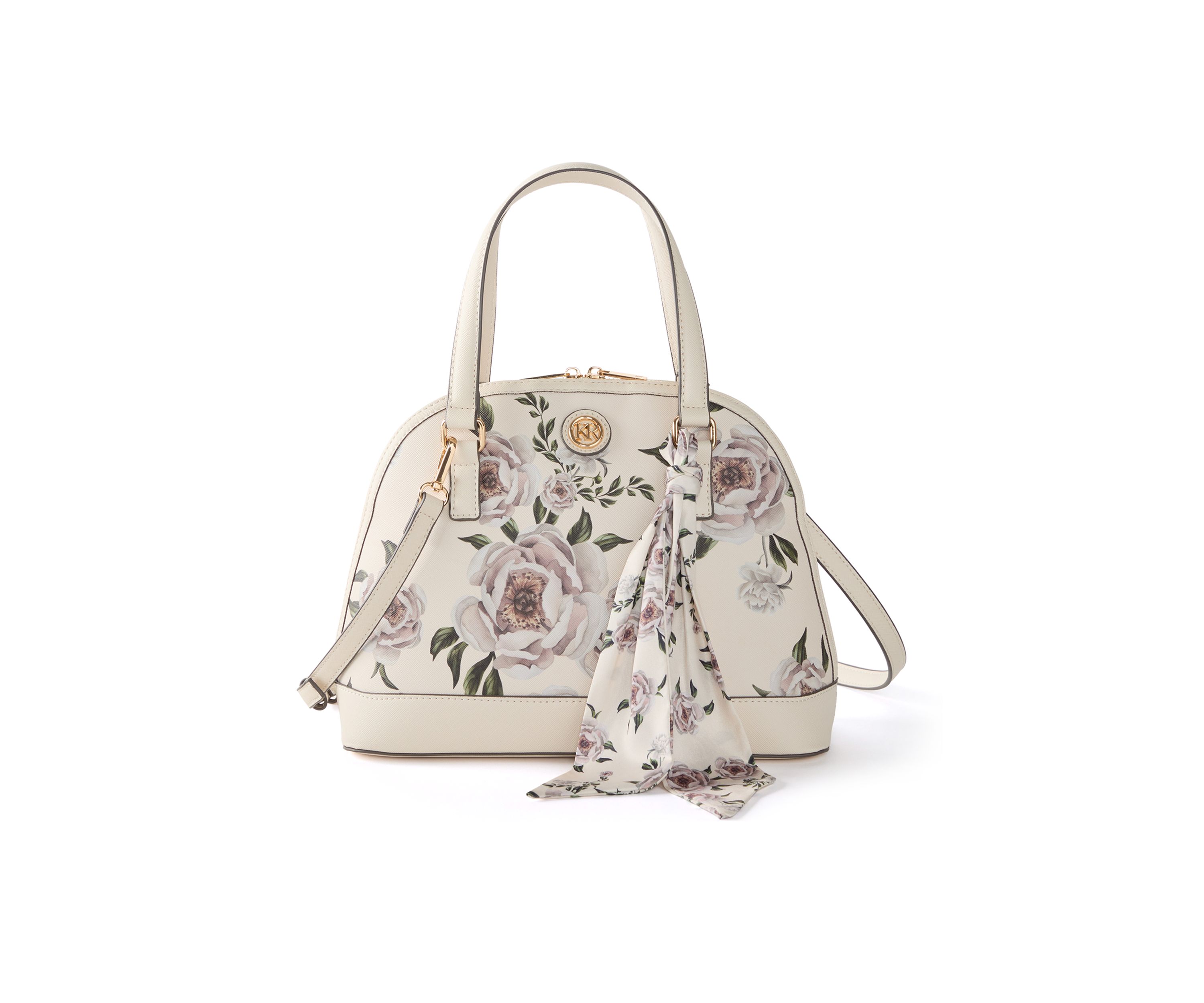 Saffiano Floral Lace Dome Satchel