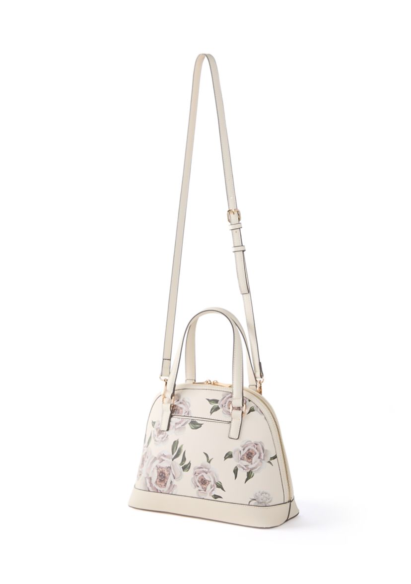 Saffiano Floral Lace Dome Satchel