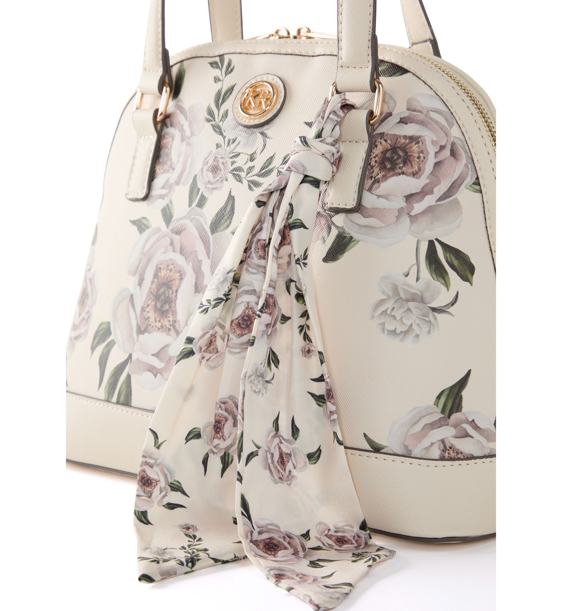 Saffiano Floral Lace Dome Satchel
