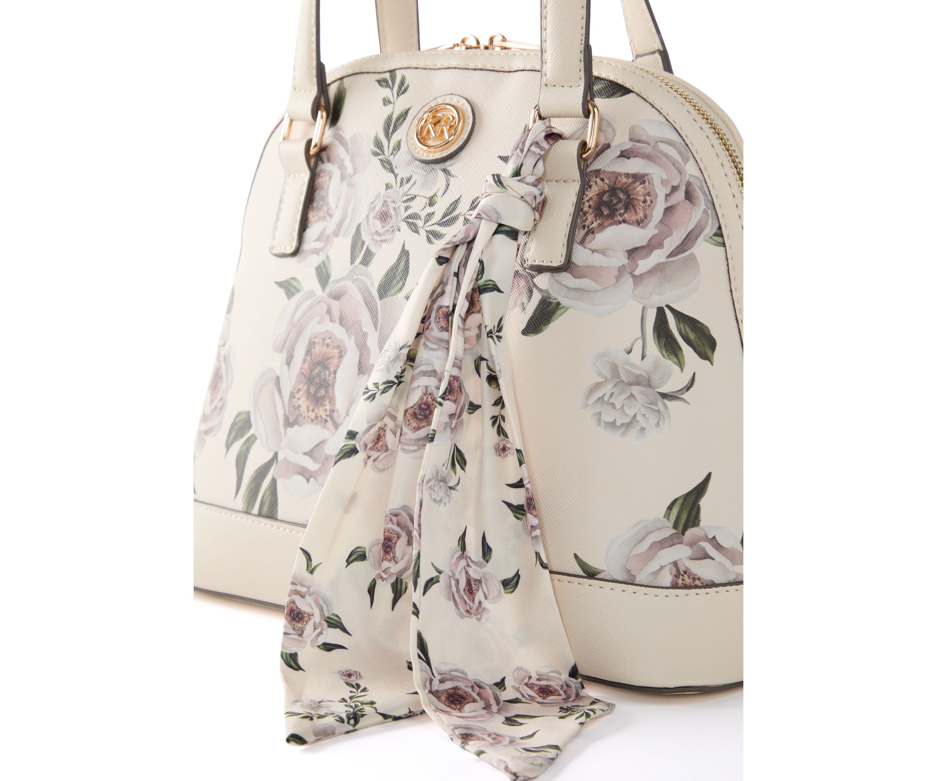 Saffiano Floral Lace Dome Satchel