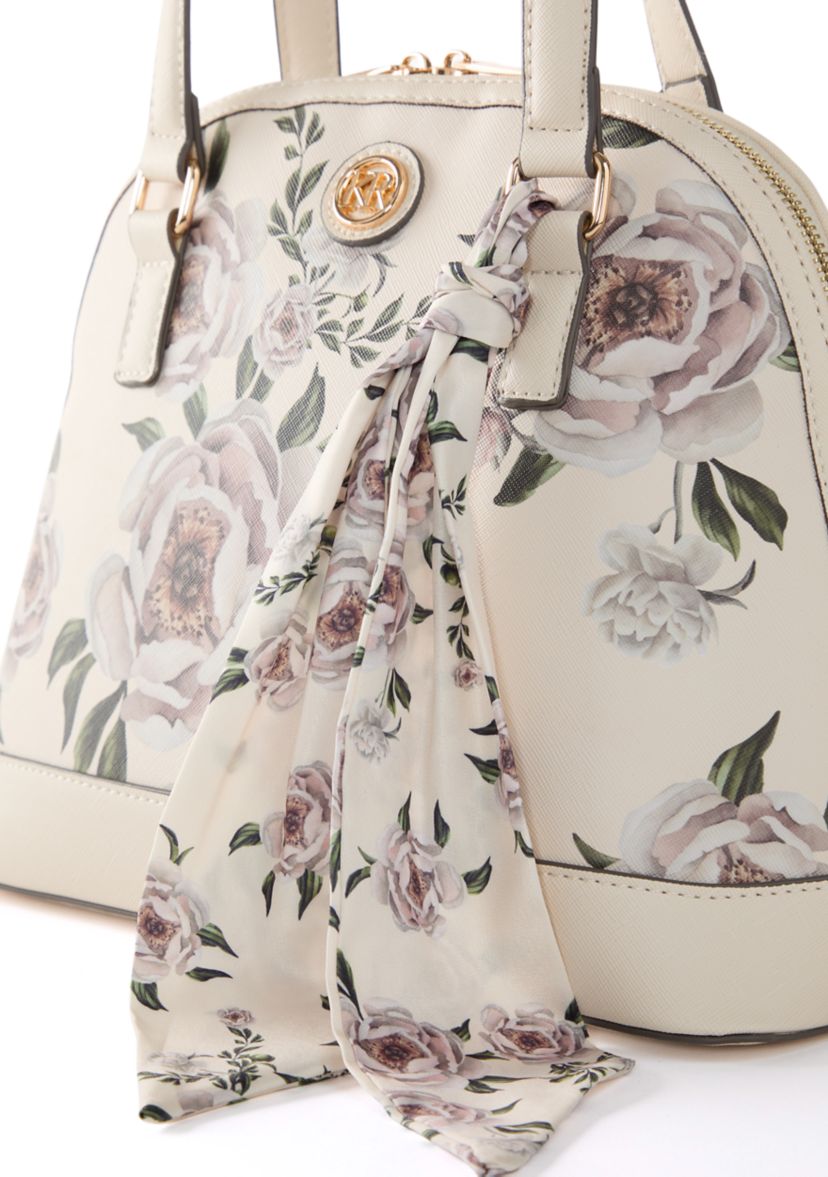 Saffiano Floral Lace Dome Satchel